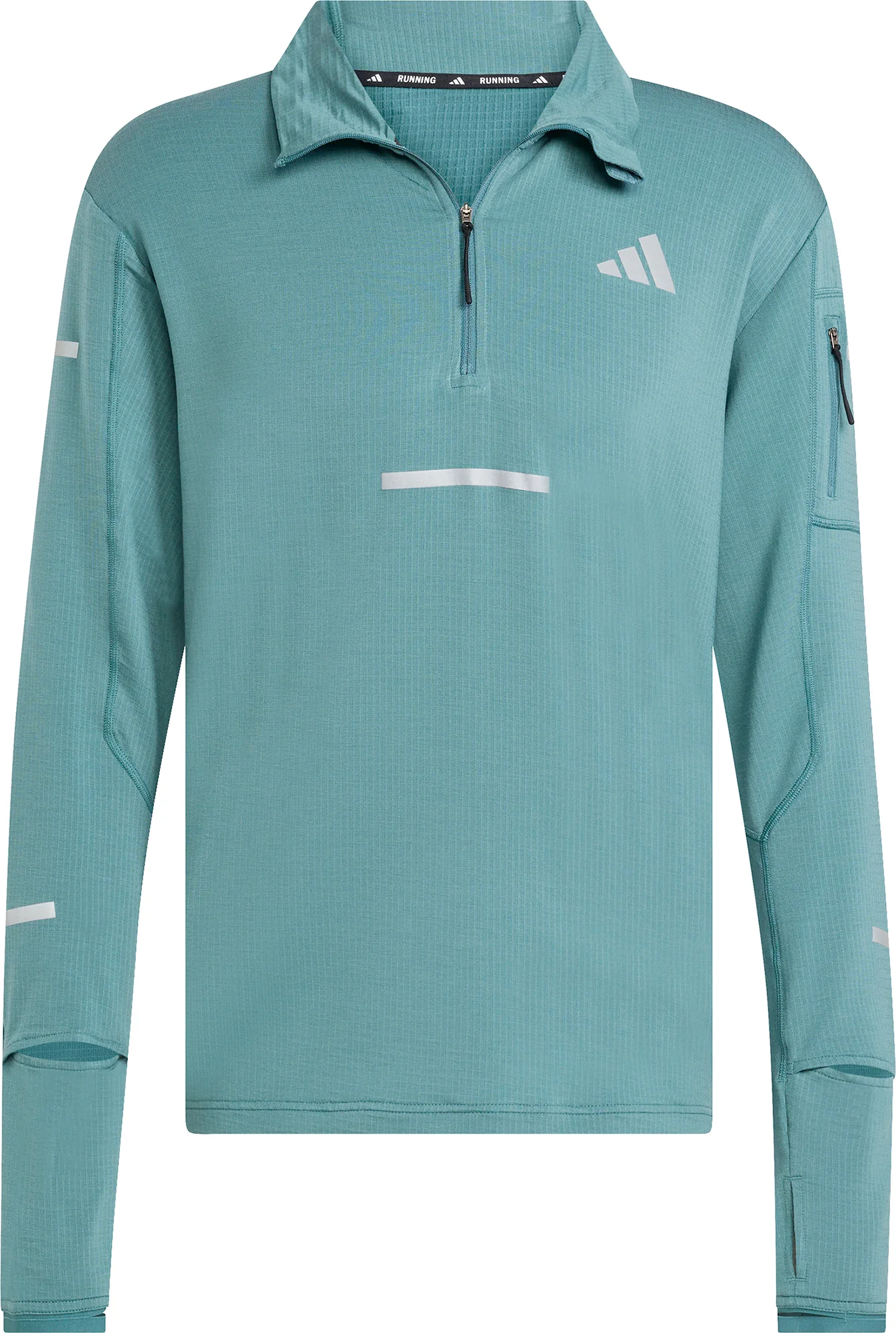 adidas Adi365 ClimaWarm+ Half Zip Long Sleeve Mens Running Top - Green - Image 5