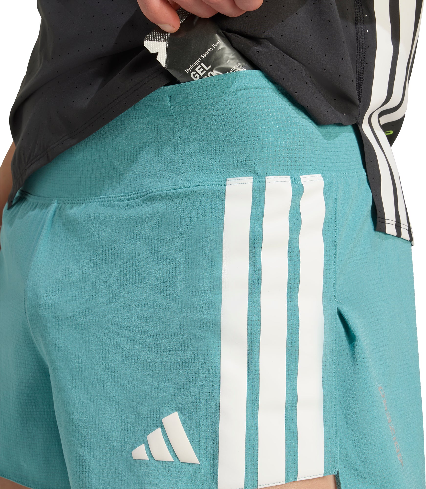 adidas Adizero Gel Pocket 3 Inch Mens Running Shorts - Green - Image 3