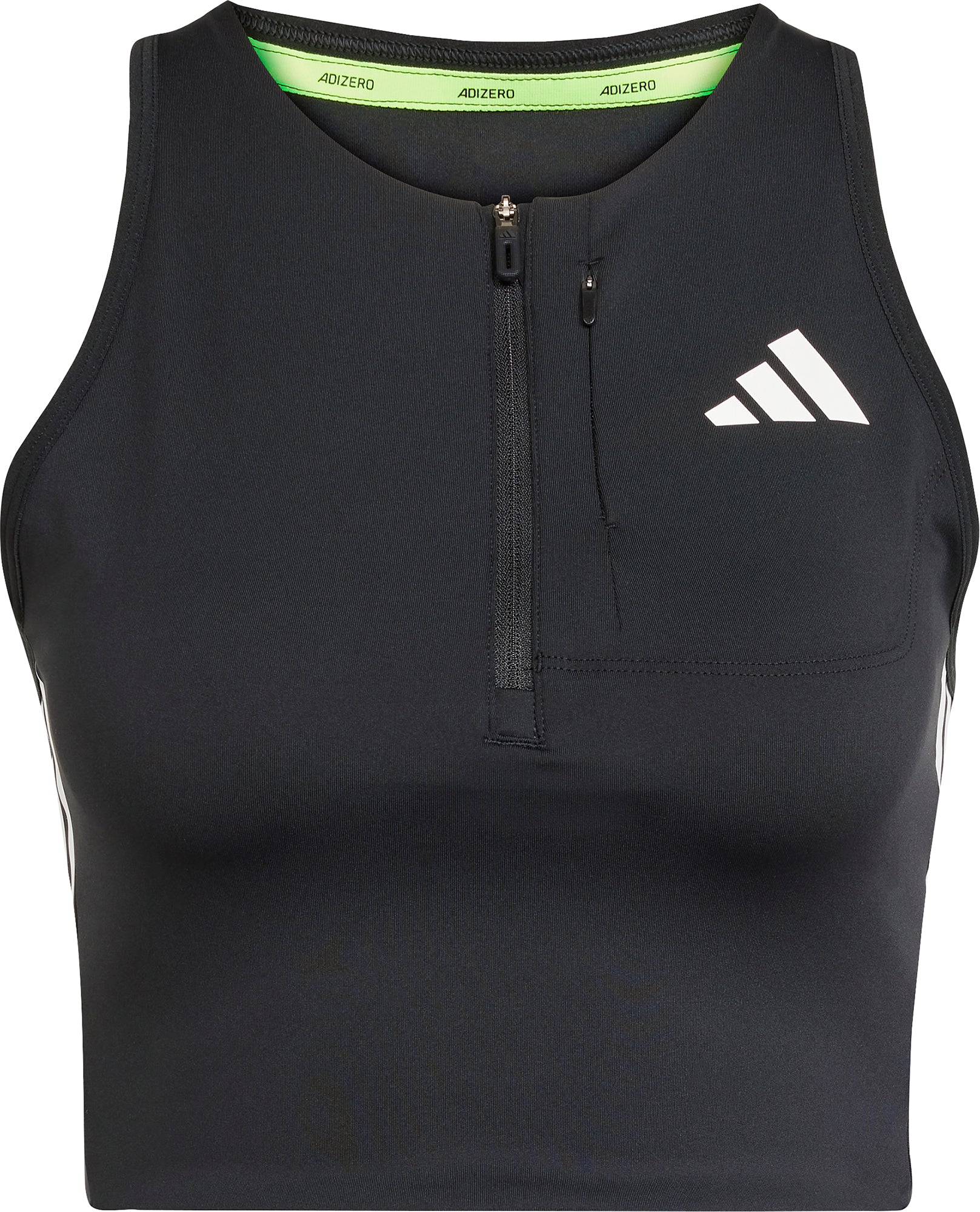 adidas Adizero Gel Pocket Womens Running Crop Top - Black - Image 3