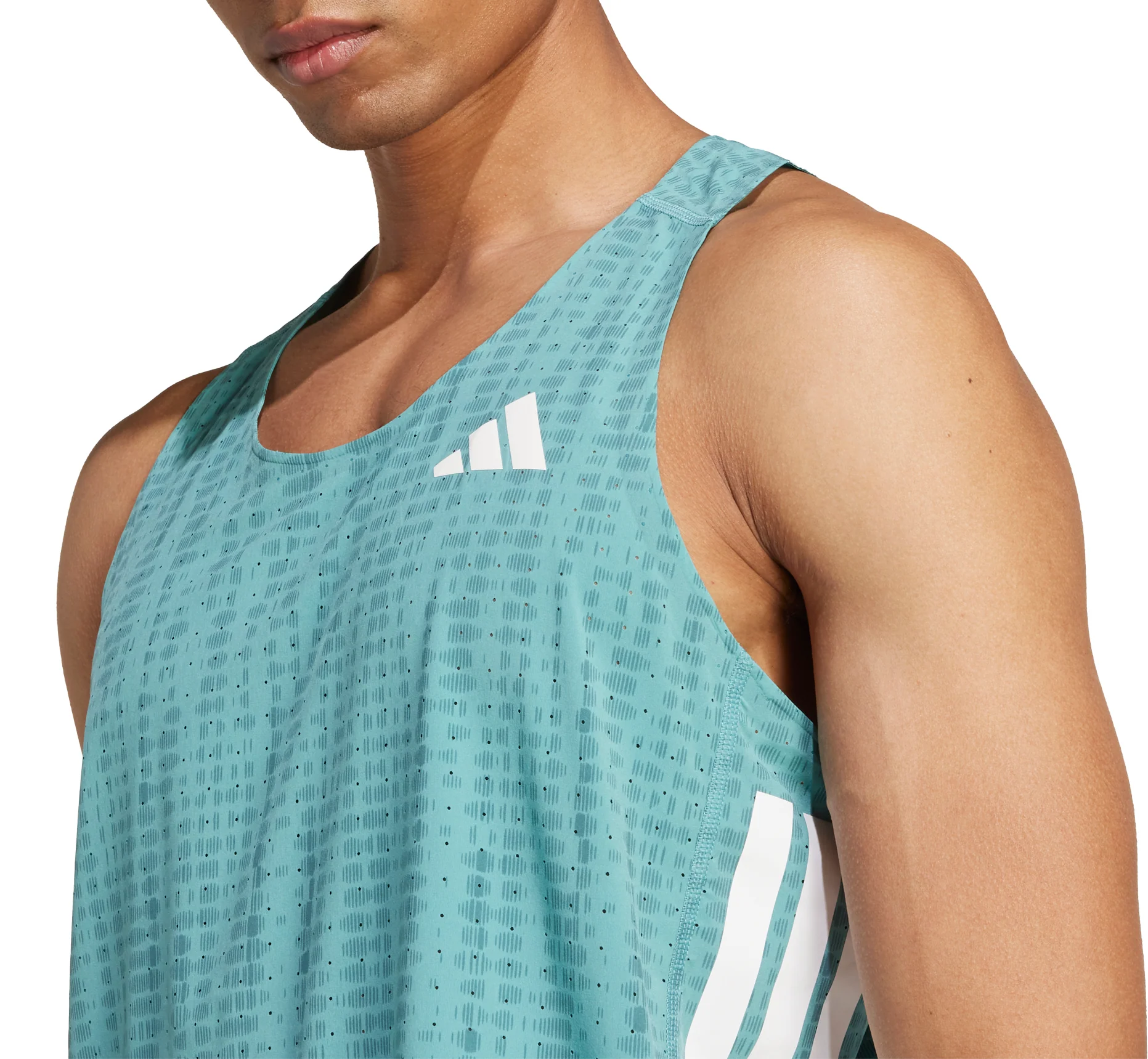 adidas Adizero Mens Running Vest - Green - Image 4