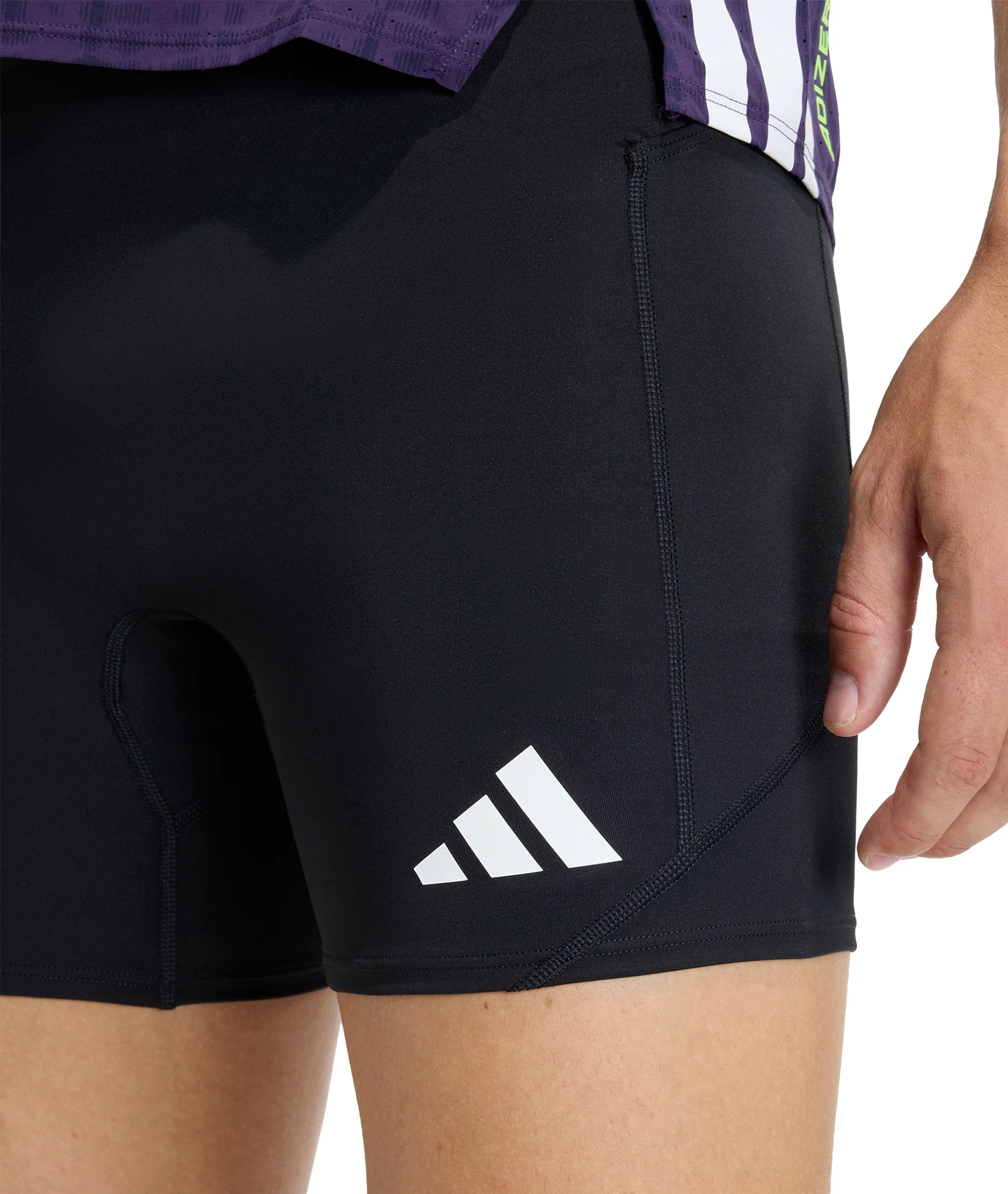 adidas Adizero Pocket 7 Inch Mens Short Running Tights - Black - Image 3