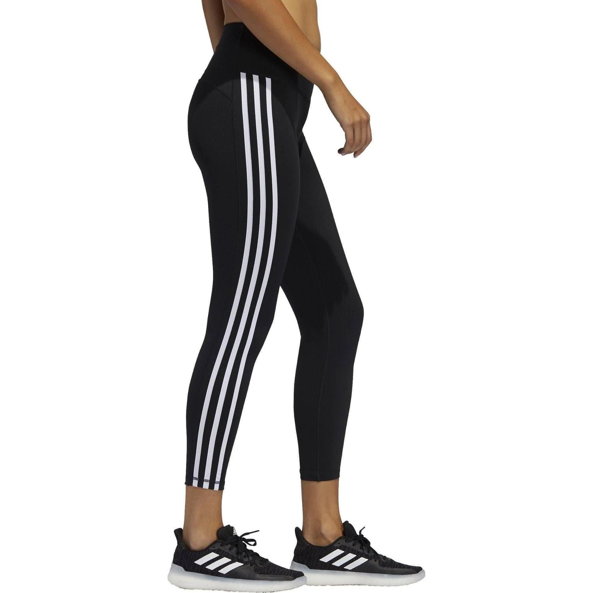adidas Believe This 2.0 3 Stripes High Rise Womens 7/8 Training Tights - Black - Image 3
