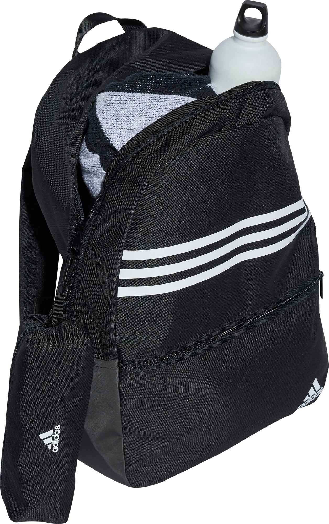 adidas Classic Horizontal 3 Stripes Backpack - Black - Image 4