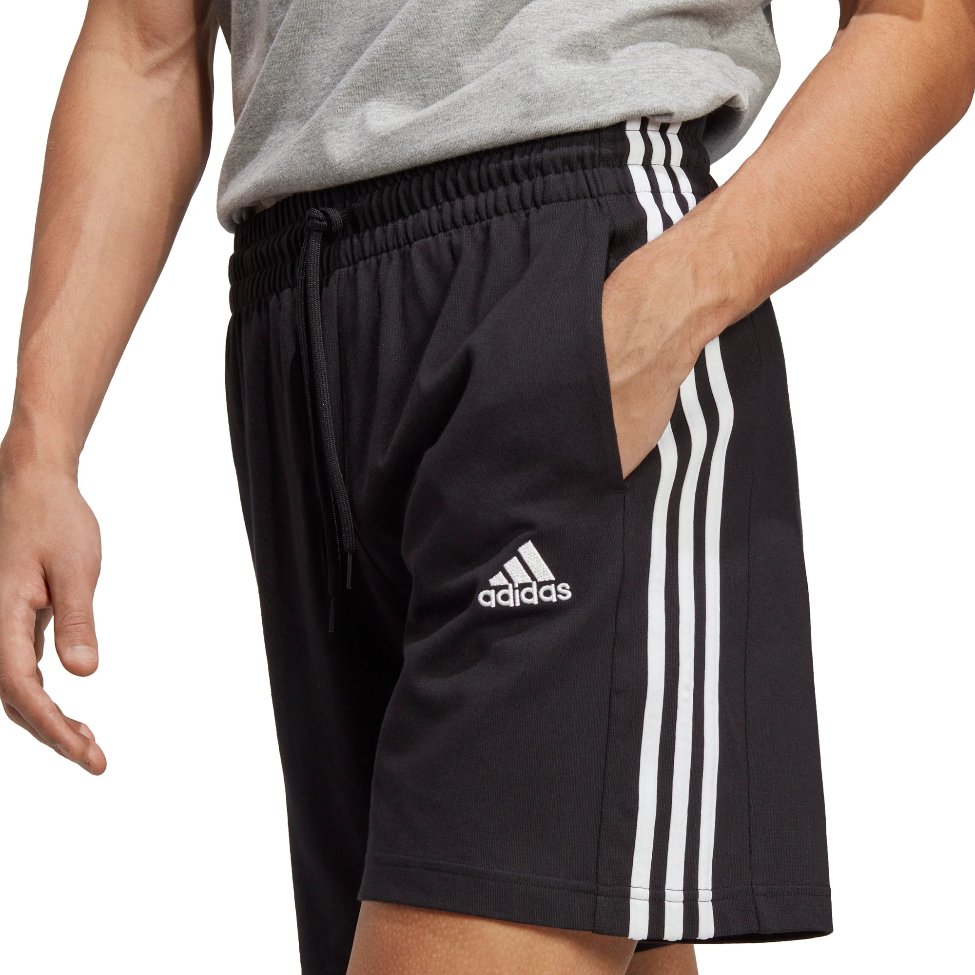 adidas Essentials 3 Stripes 7 Inch Mens Shorts - Black - Image 3