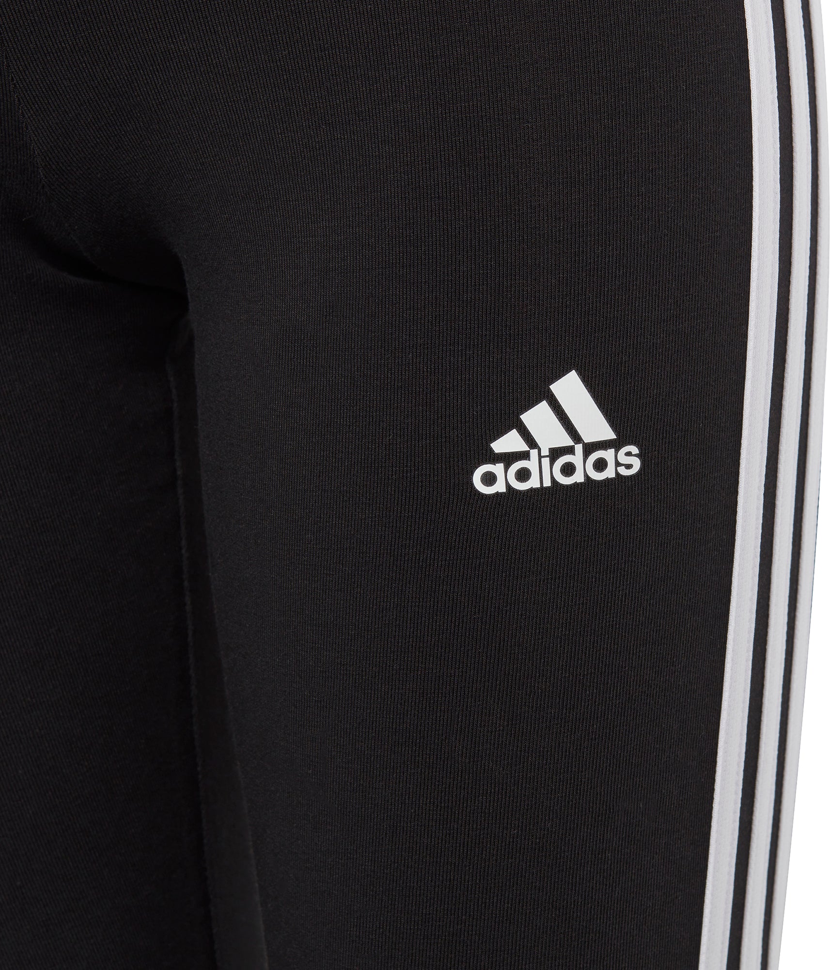 adidas Essentials 3 Stripes Junior Cotton Long Tights - Black - Image 4