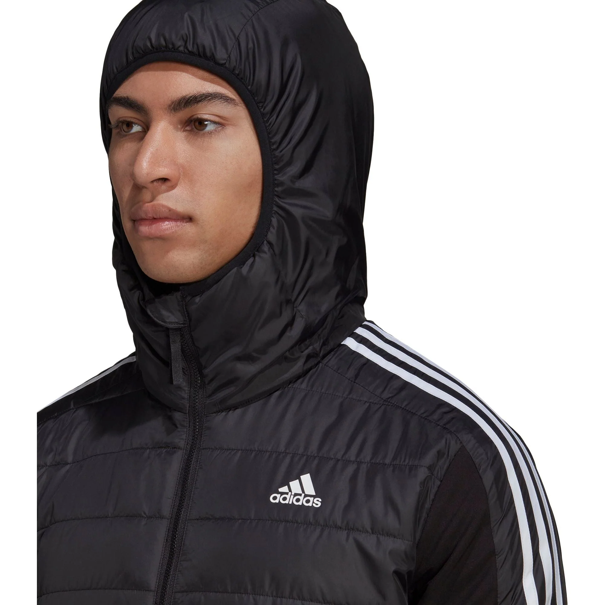 adidas Essentials Insulated Hooded Mens Hybrid Jacket - Black - Image 4