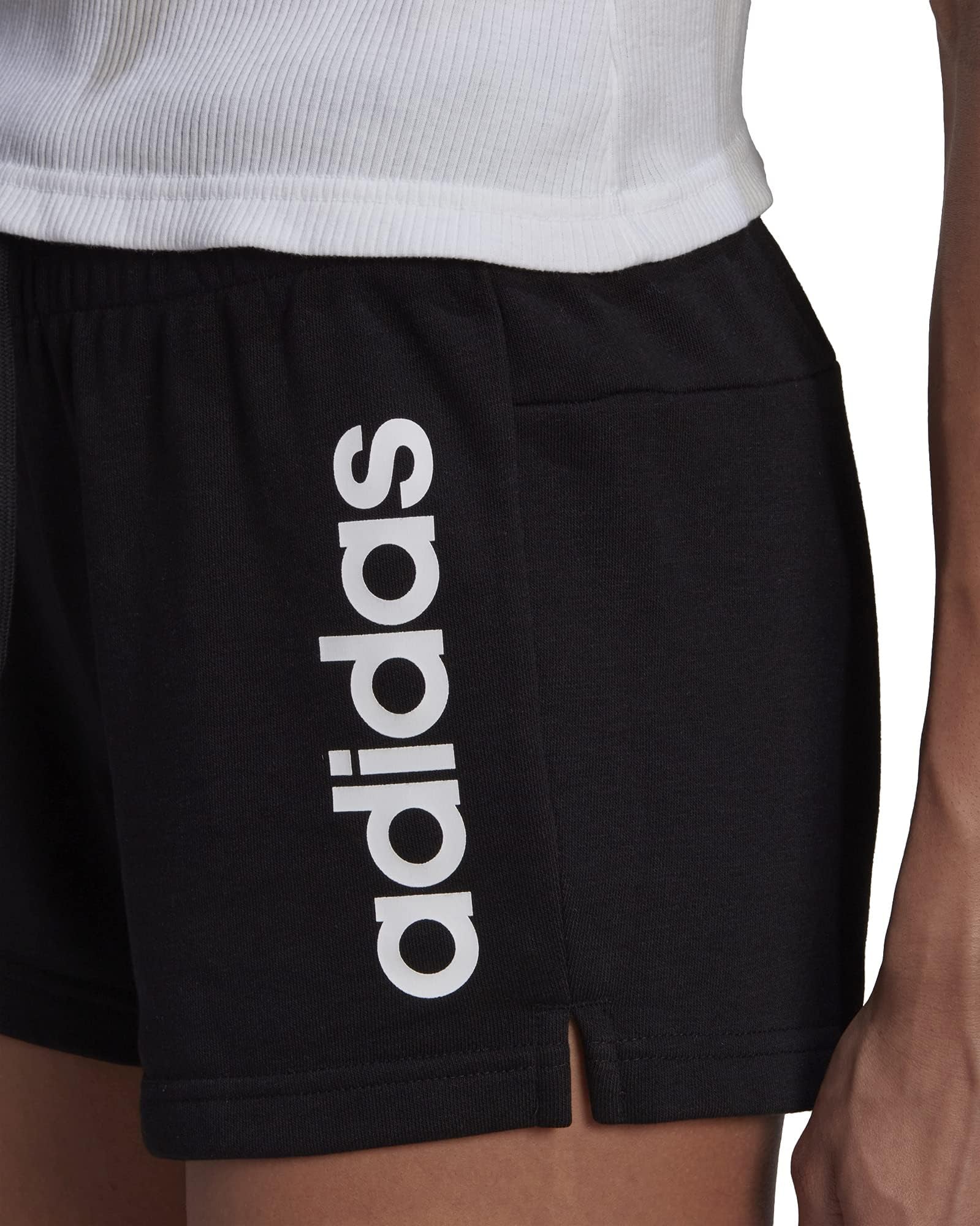 adidas Essentials Slim Logo Womens Training Shorts - Black - Image 3