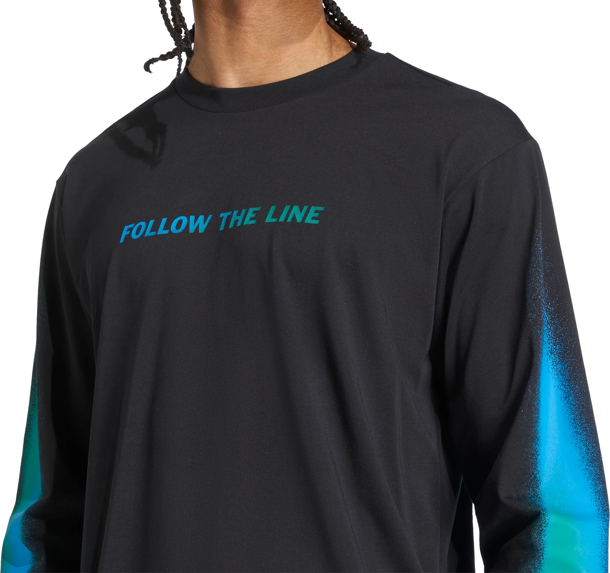 adidas Follow The Line Graphic Long Sleeve Mens Running Top - Black - Image 3