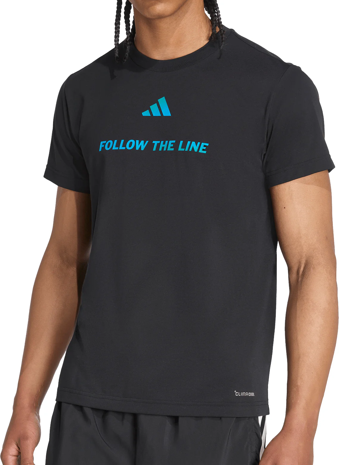 adidas Follow The Line Graphic Short Sleeve Mens Running Top - Black