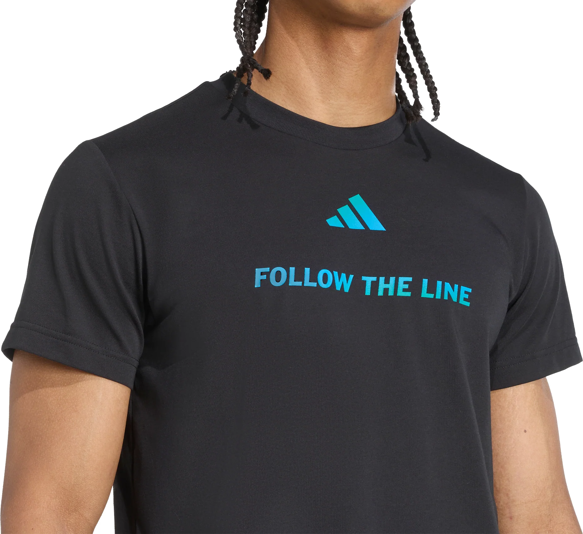 adidas Follow The Line Graphic Short Sleeve Mens Running Top - Black - Image 3