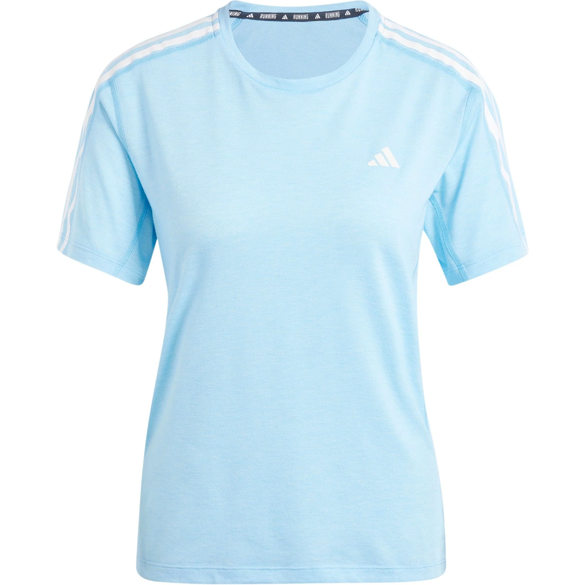adidas Own The Run 3 Stripes Short Sleeve Womens Running Top - Blue - Image 7