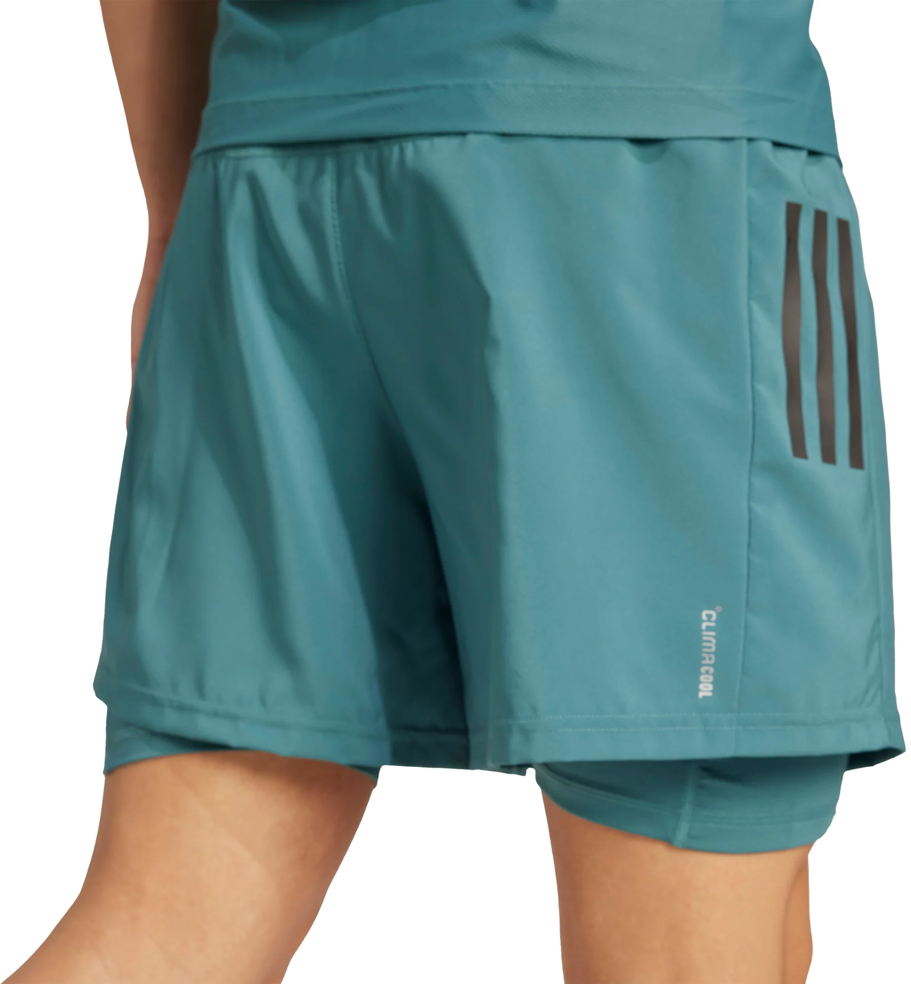adidas Own The Run ClimaCool 2 In 1 Mens Running Shorts - Green - Image 2