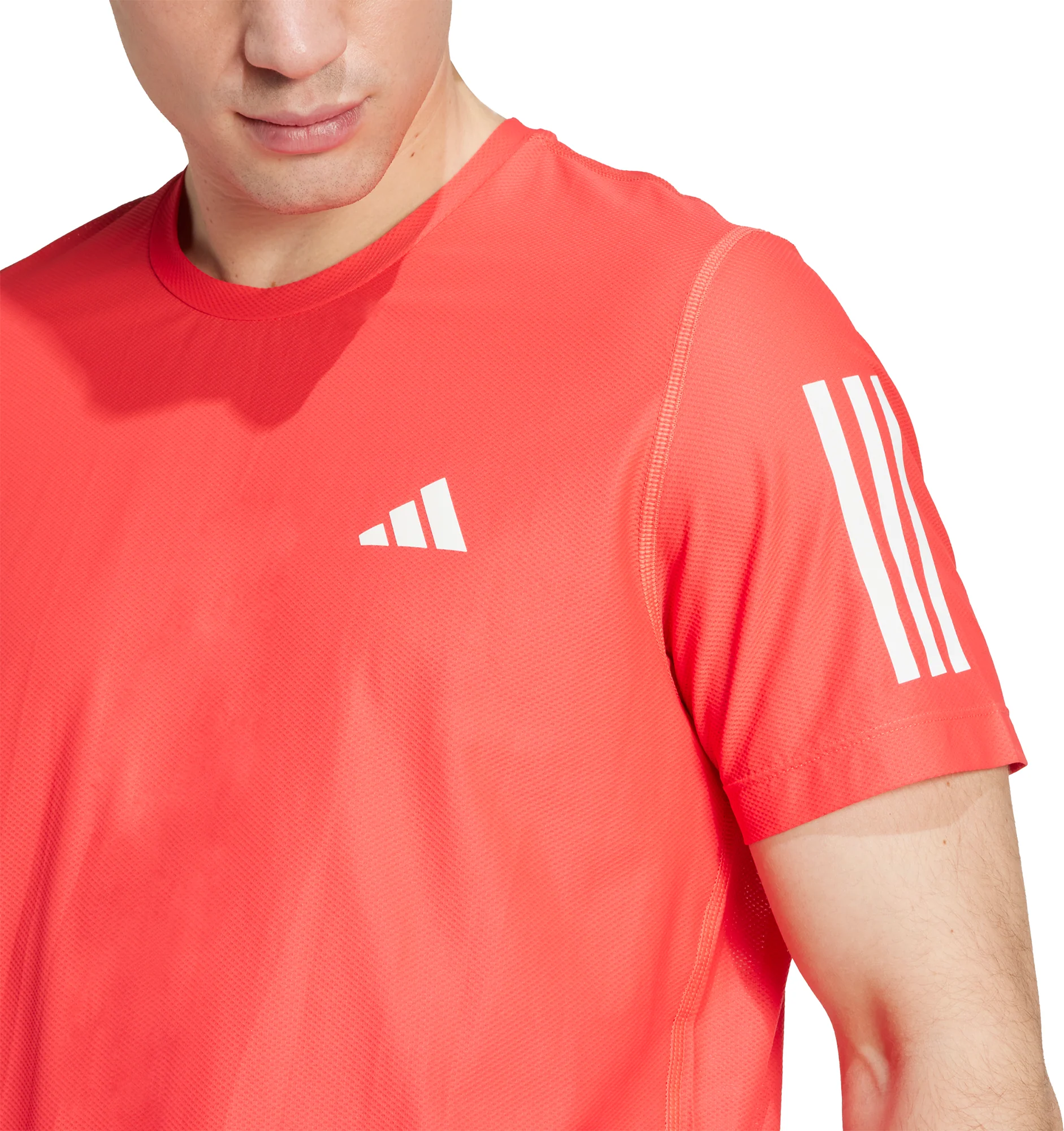 adidas Own The Run Short Sleeve Mens Running Top - Red - Image 3