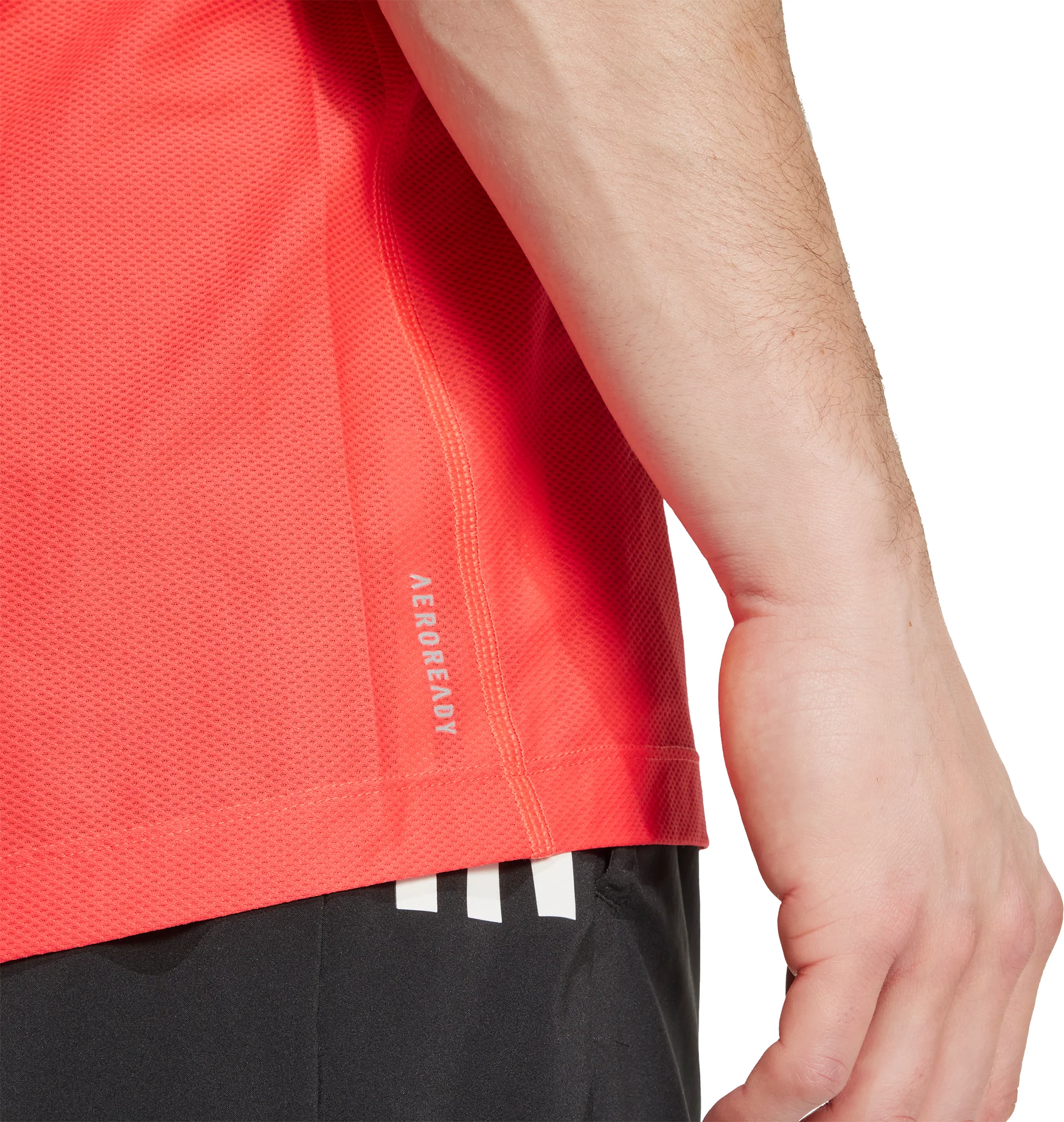 adidas Own The Run Short Sleeve Mens Running Top - Red - Image 4