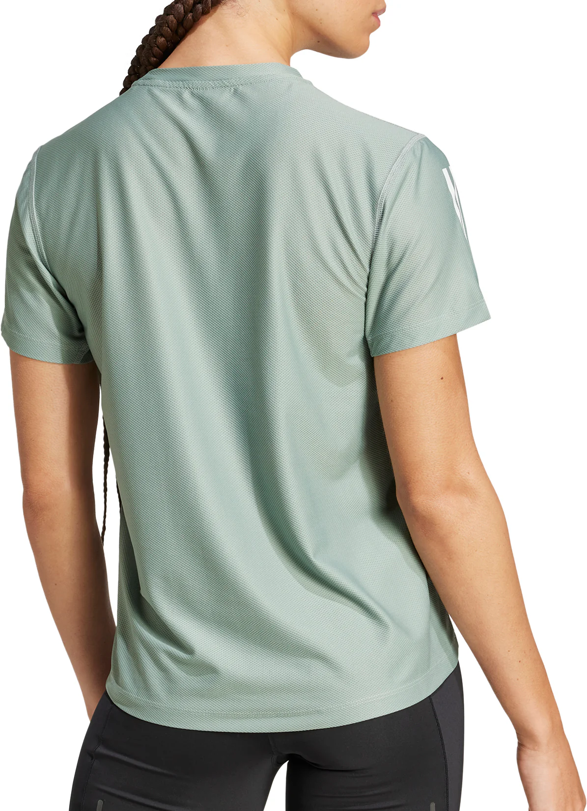adidas Own The Run Short Sleeve Womens Running Top - Green - Image 2