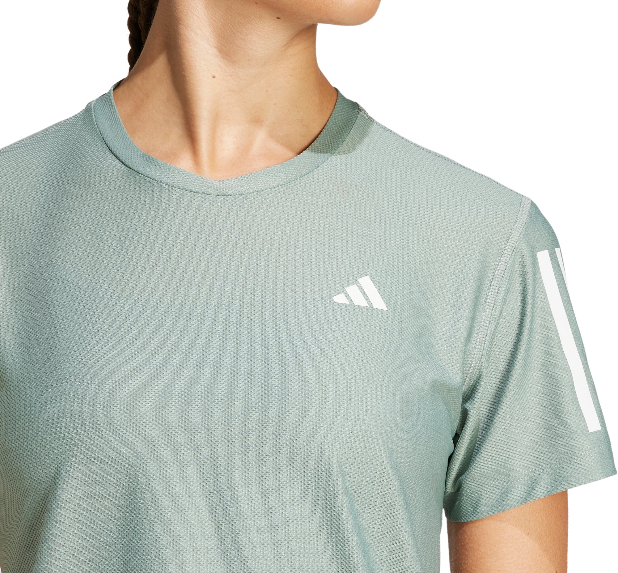 adidas Own The Run Short Sleeve Womens Running Top - Green - Image 3