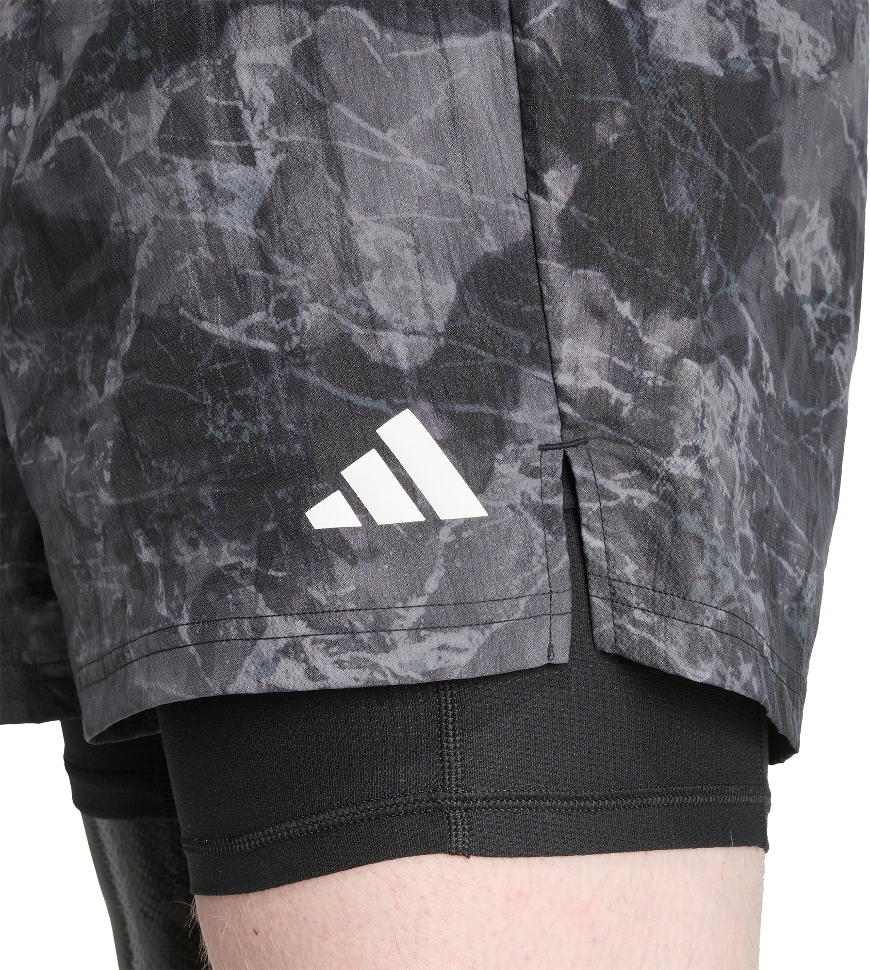 adidas Own The Run Spray Dye 2 In 1 Mens Running Shorts - Grey - Image 4