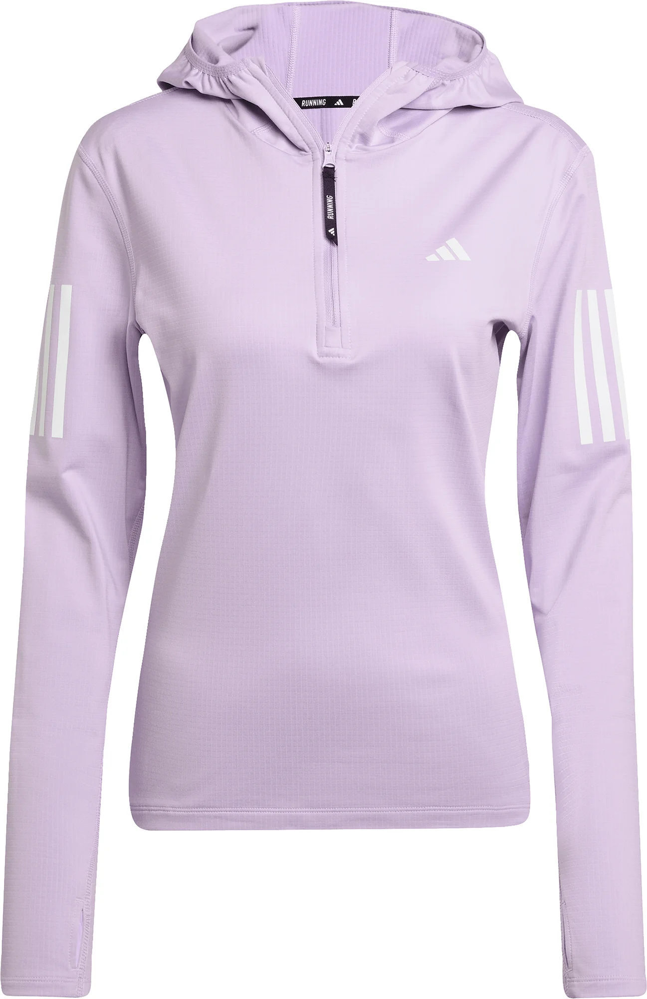 adidas Own The Run Winterized Hooded Half Zip Long Sleeve Womens Running Top - Purple - Image 5