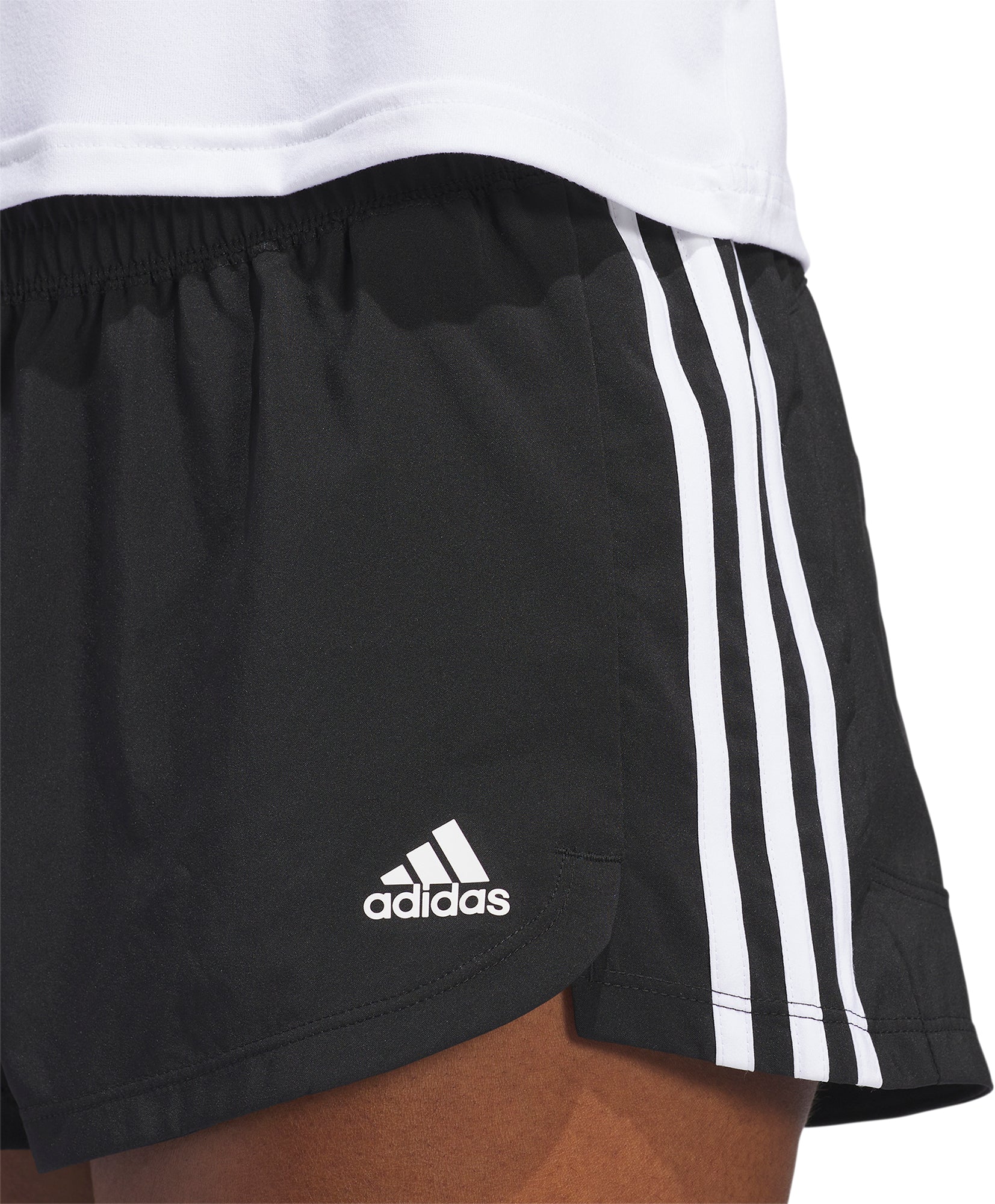 adidas Pacer 3 Stripes Woven Womens Training Shorts - Black - Image 5