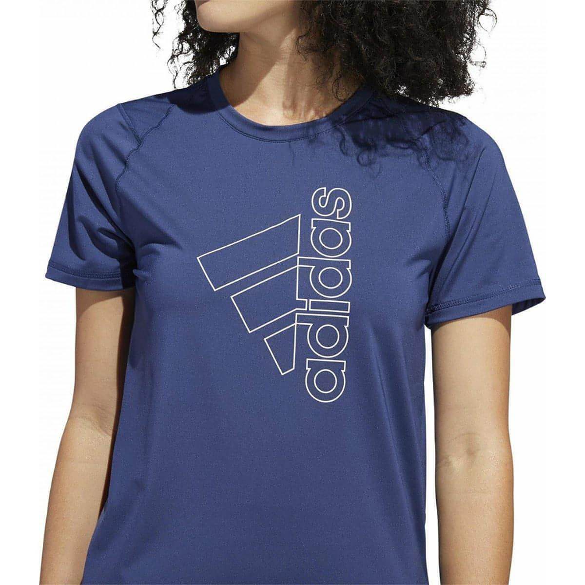 adidas Tech Badge of Sport Short Sleeve Womens Training Top - Blue - Image 5