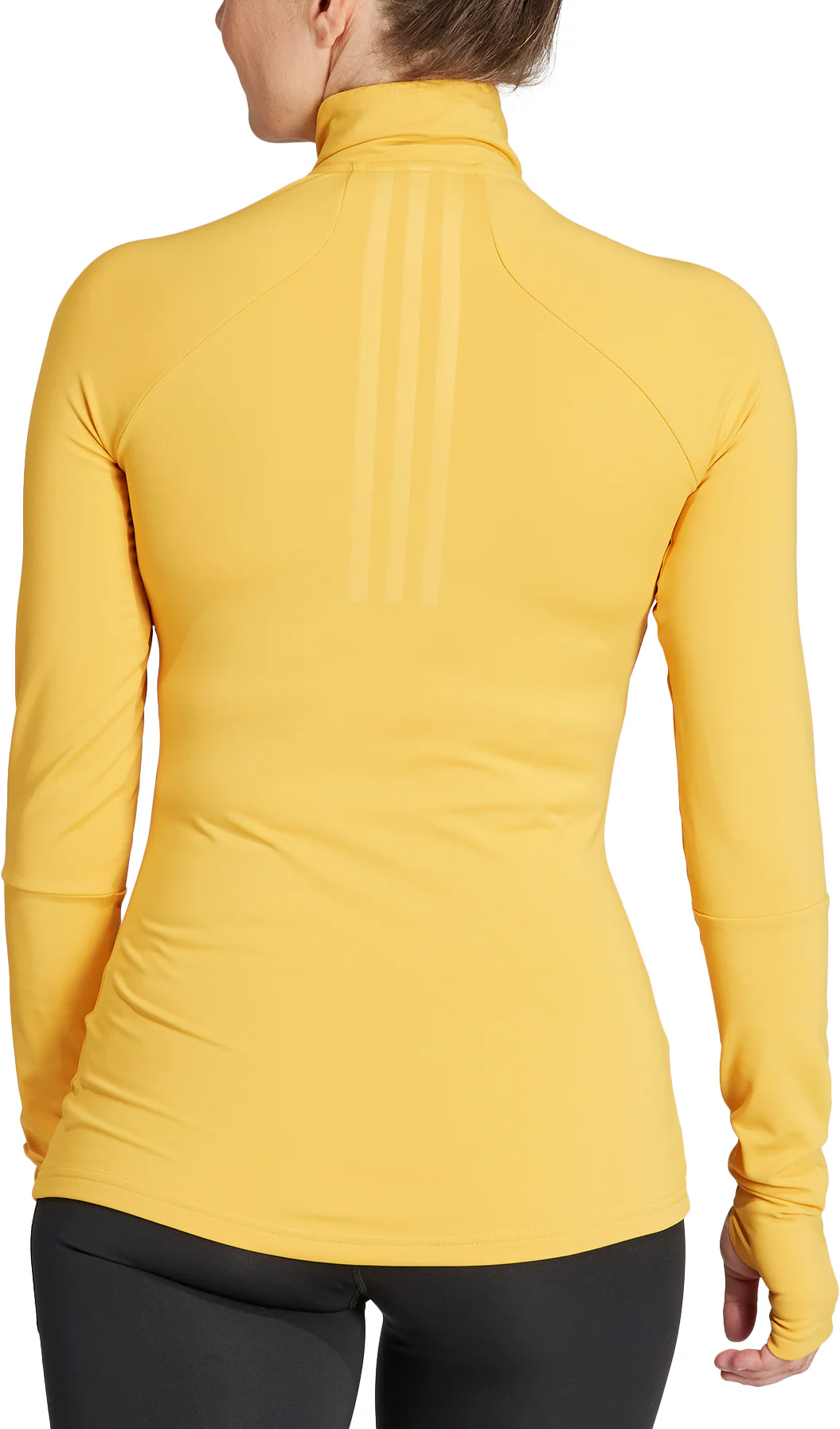 adidas Tech-Fit COLD.RDY Half Zip Long Sleeve Womens Running Top - Yellow - Image 2