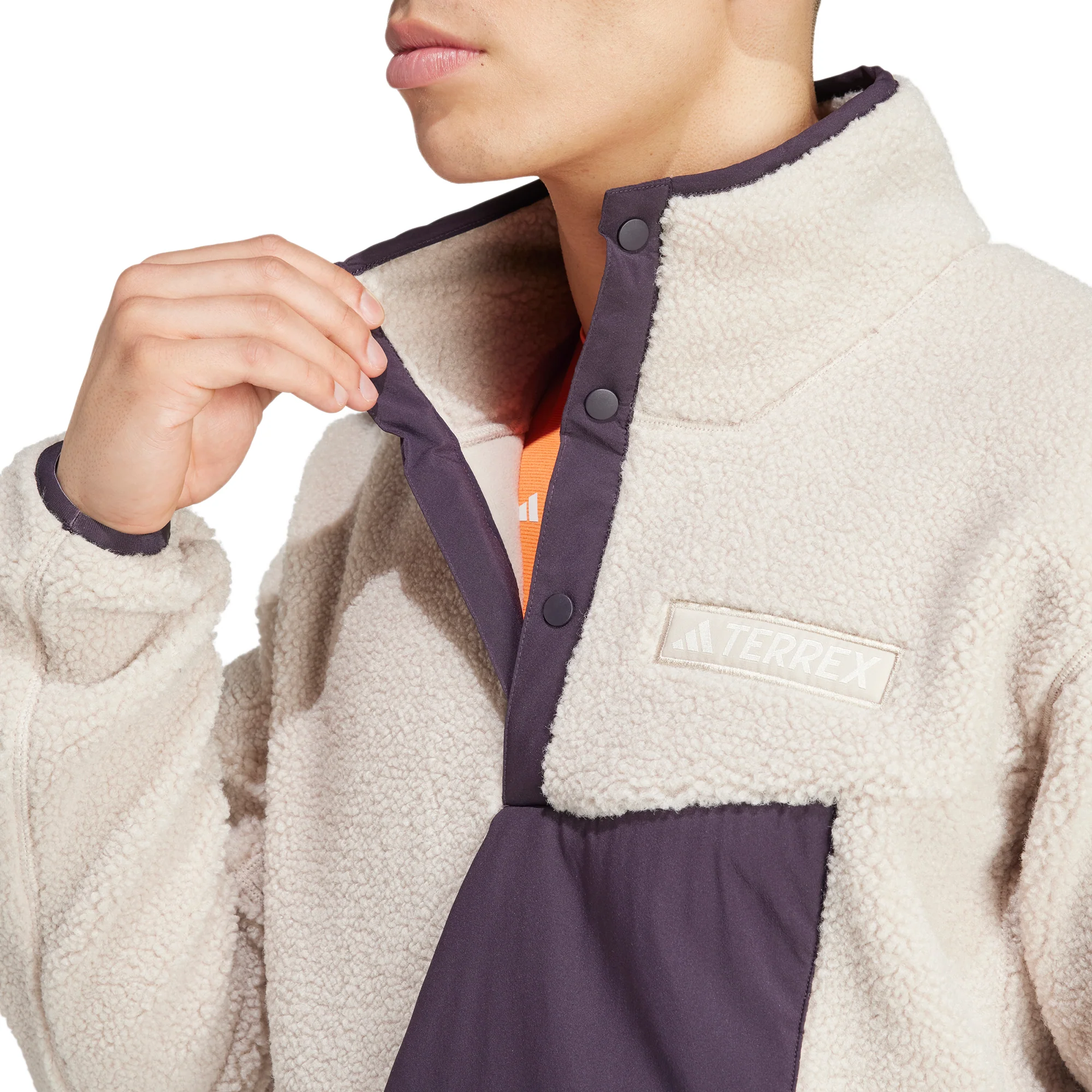 adidas Terrex Xploric High Pile Fleece Mens Sweatshirt - Beige - Image 3