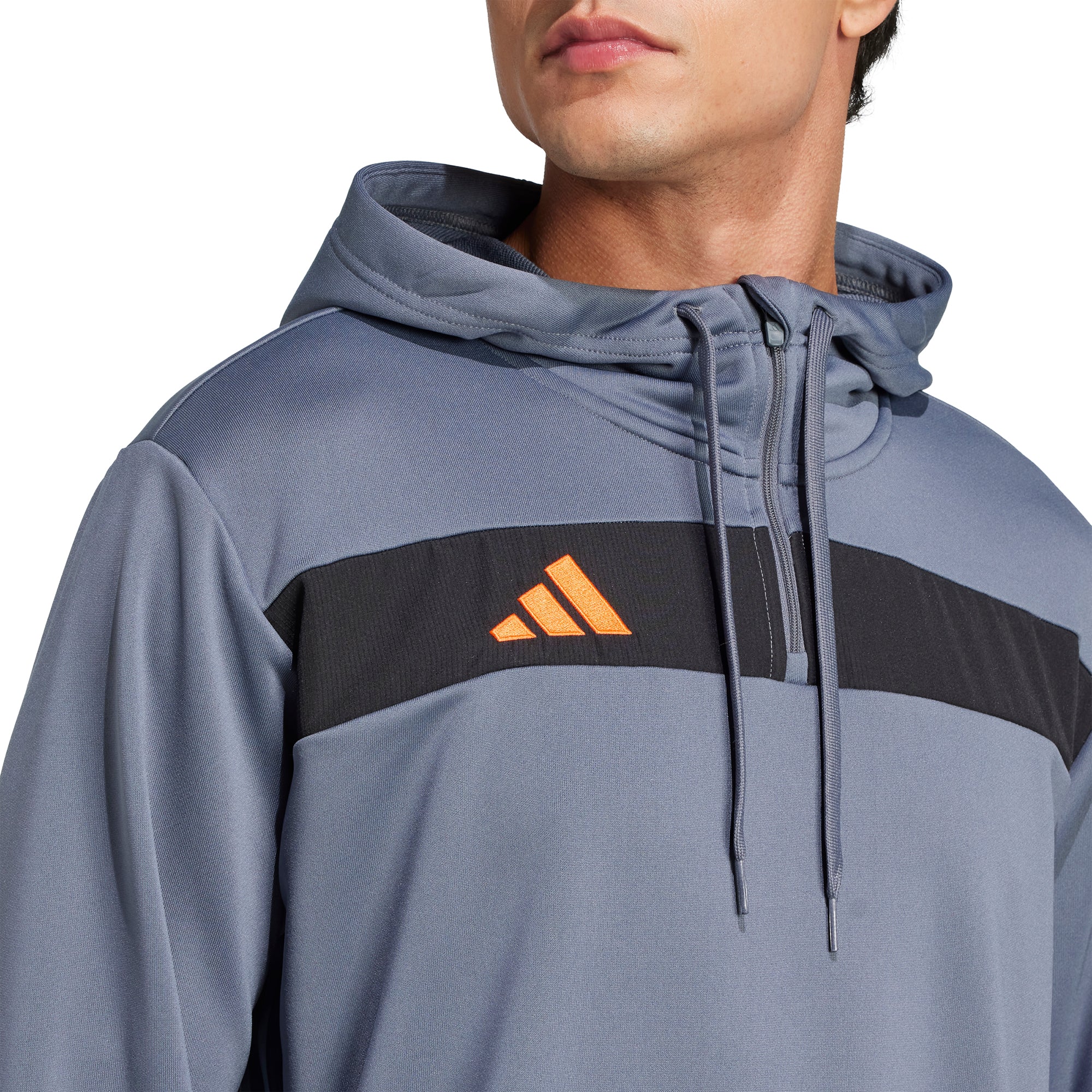 adidas Tiro 25 Essentials Half Zip Hooded Long Sleeve Mens Training Top - Grey - Image 4