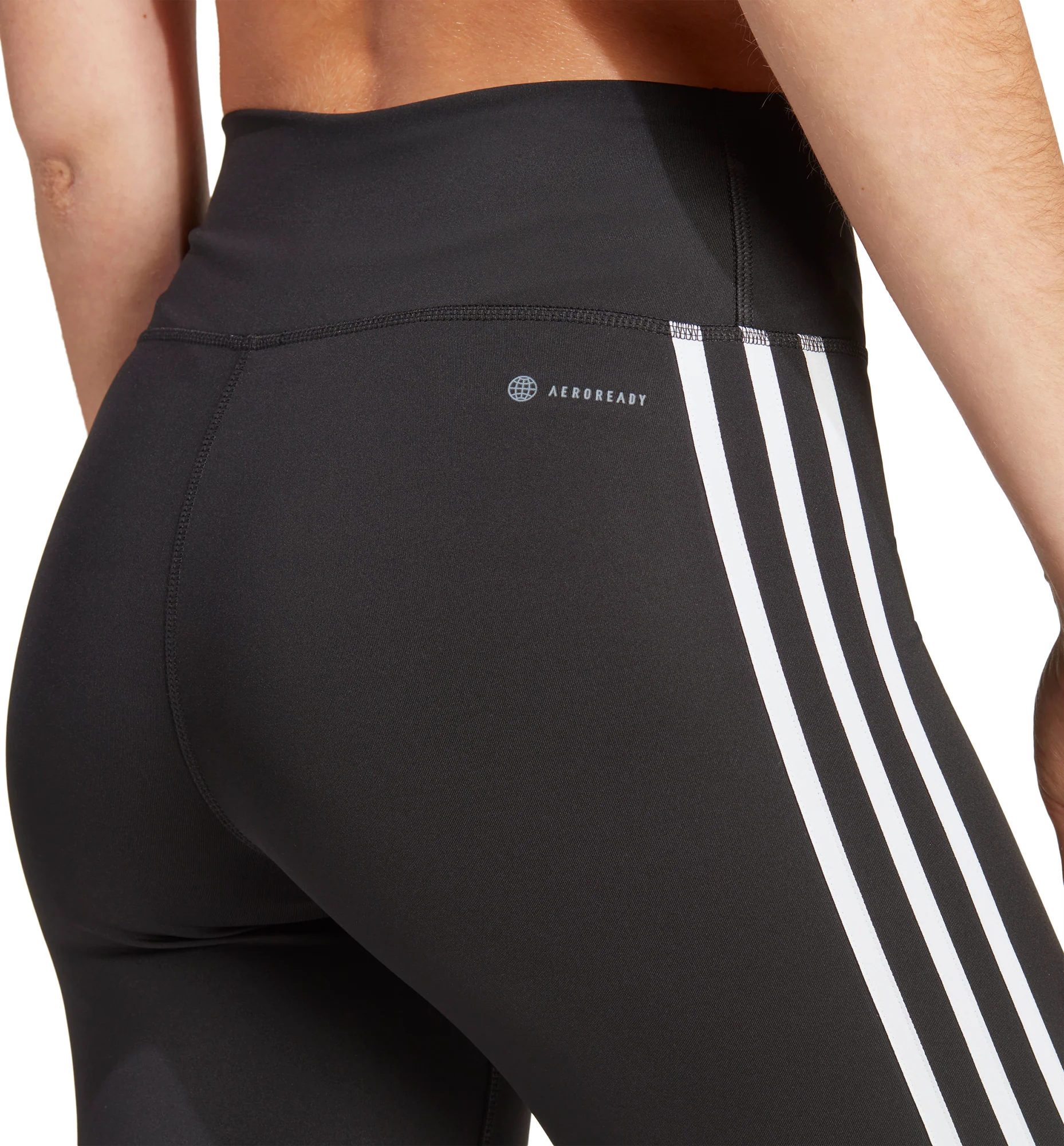 adidas Train Essentials 3 Stripes Womens 3/4 Capri Training Tights - Black - Image 3