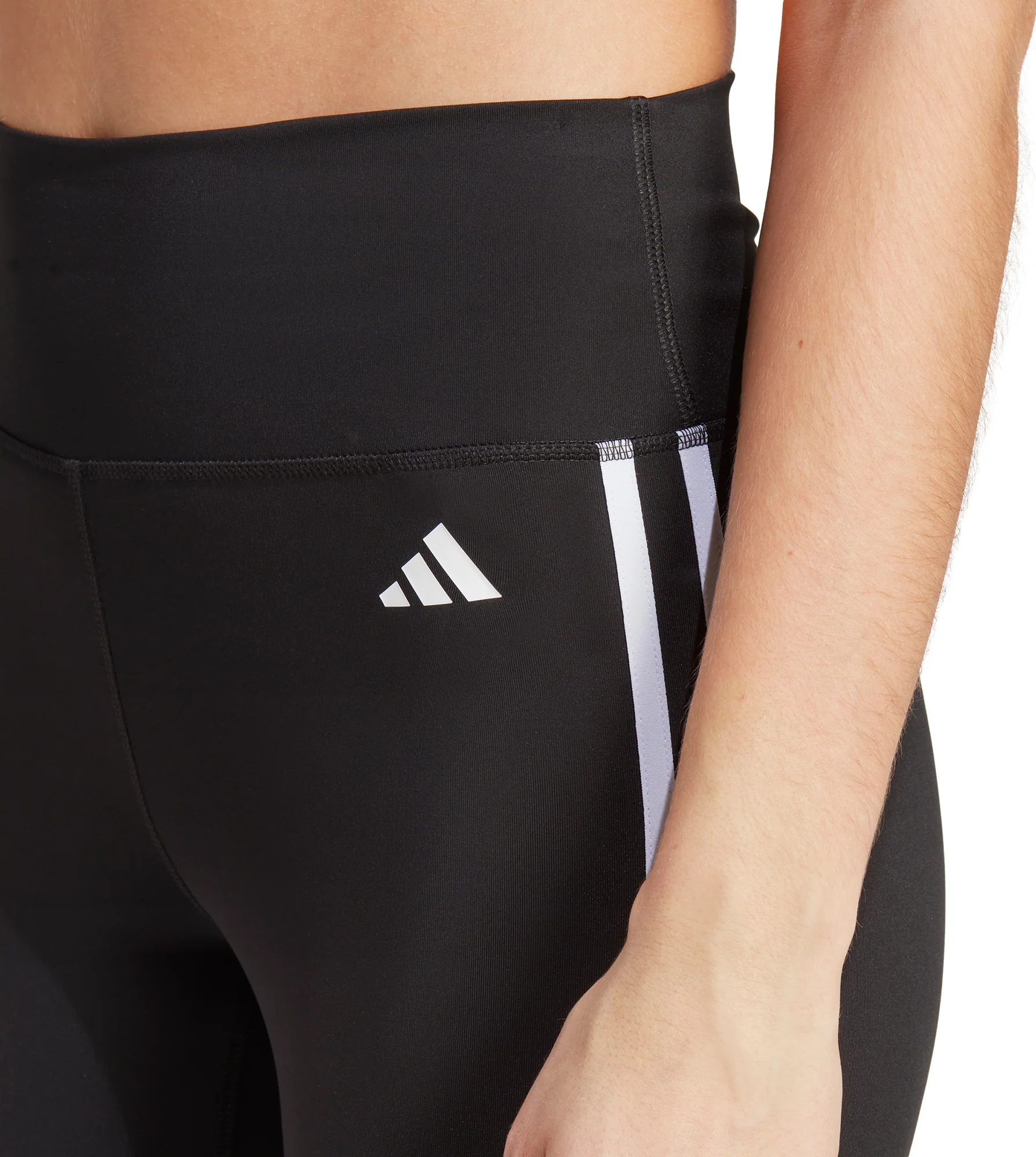 adidas Train Essentials 3 Stripes Womens 3/4 Capri Training Tights - Black - Image 4