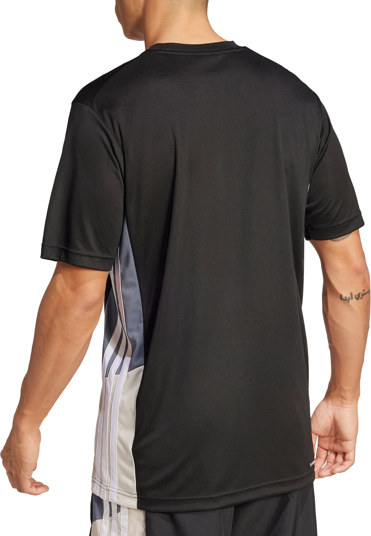 adidas Train Essentials ColourBlock Short Sleeve Mens Training Top - Black - Image 2