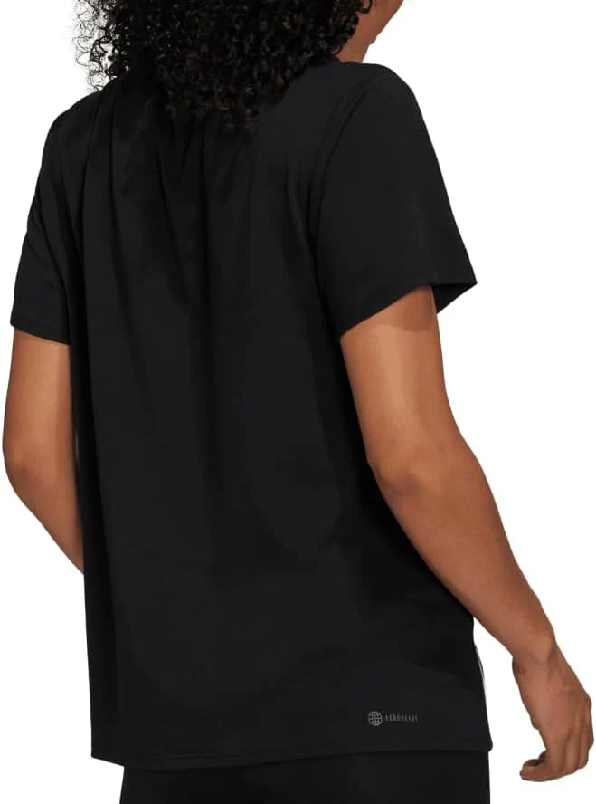 adidas TrainIcon 3 Stripes Short Sleeve Womens Training Top - Black - Image 2