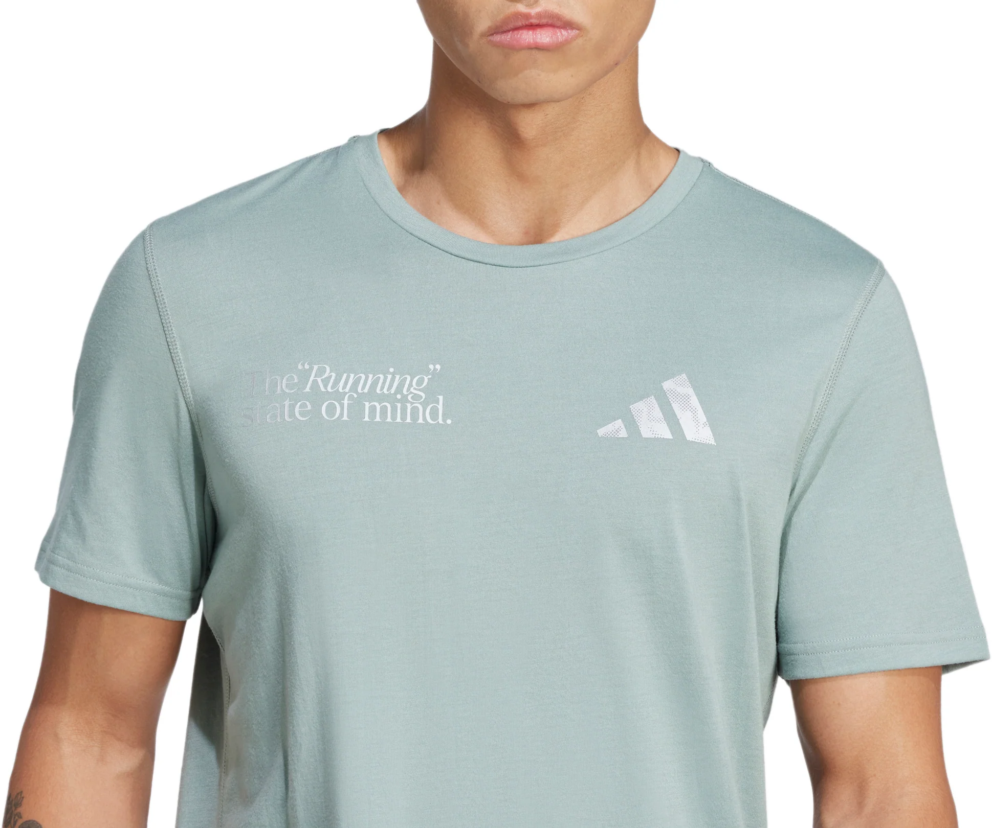 adidas Ultimate Metallic Graphic Short Sleeve Mens Running Top - Green - Image 3