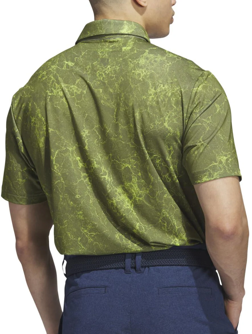 adidas Ultimate365 Printed Short Sleeve Mens Polo Shirt - Green - Image 2