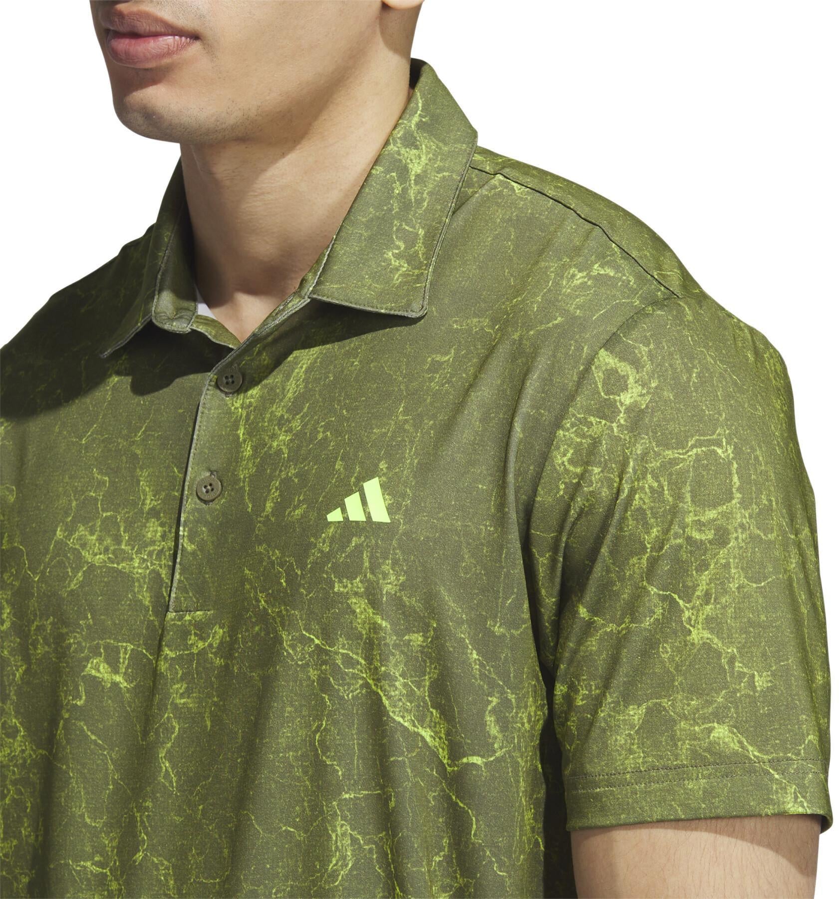 adidas Ultimate365 Printed Short Sleeve Mens Polo Shirt - Green - Image 3