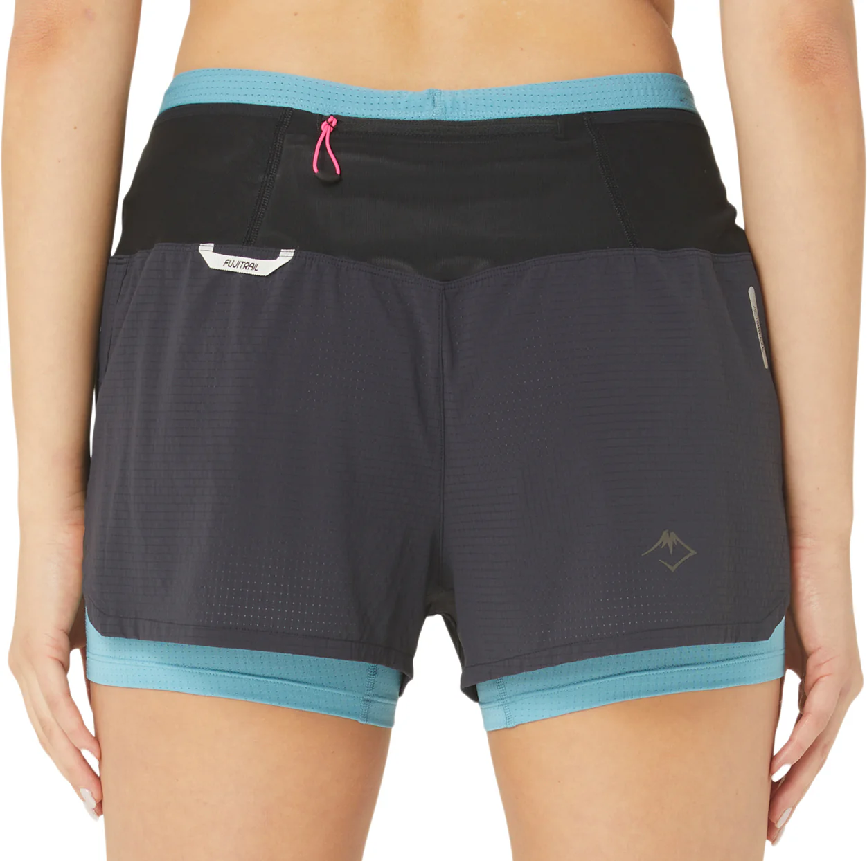 Asics FujiTrail 2 In 1 Womens Running Shorts - Black - Image 2
