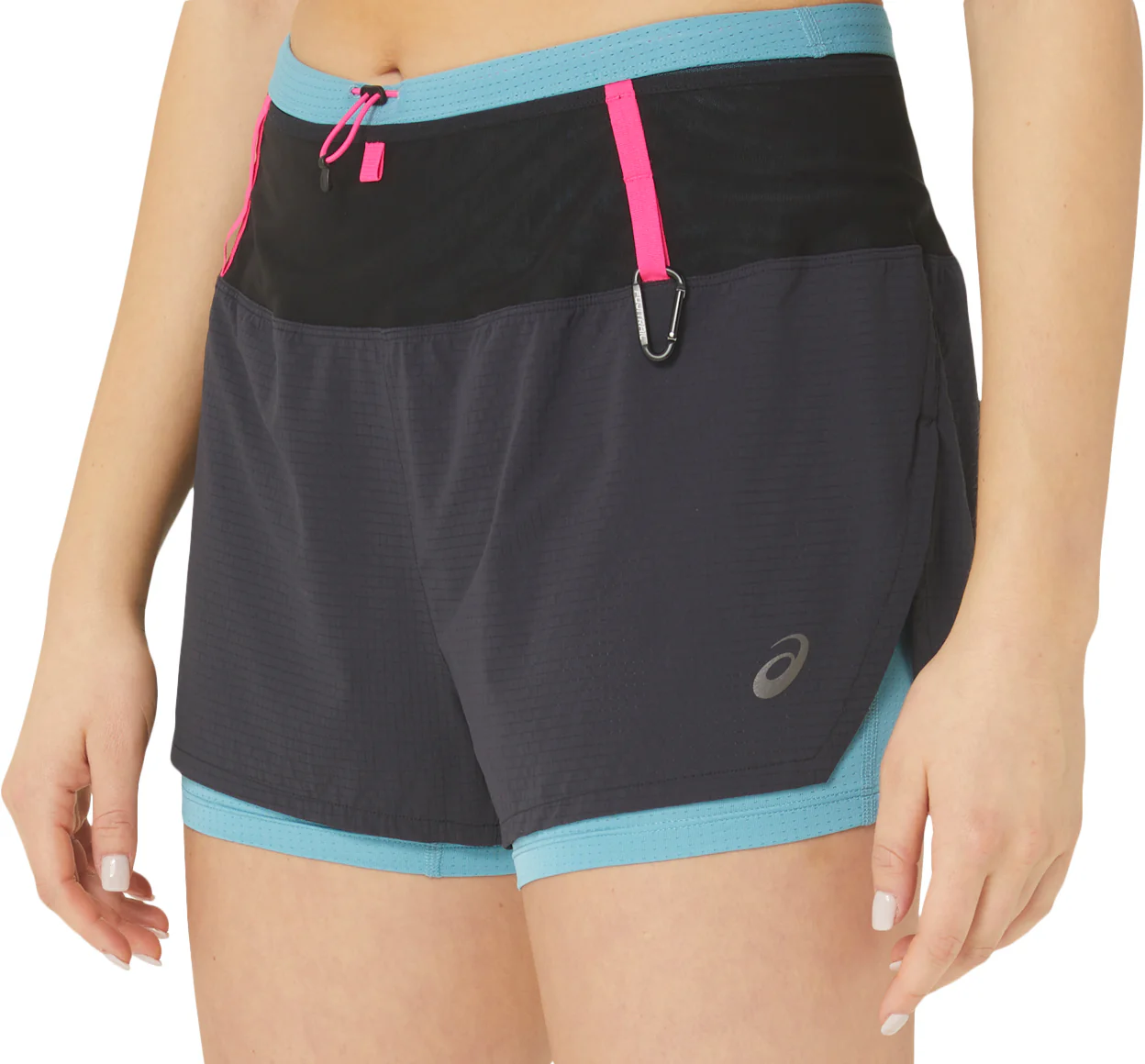 Asics FujiTrail 2 In 1 Womens Running Shorts - Black - Image 3