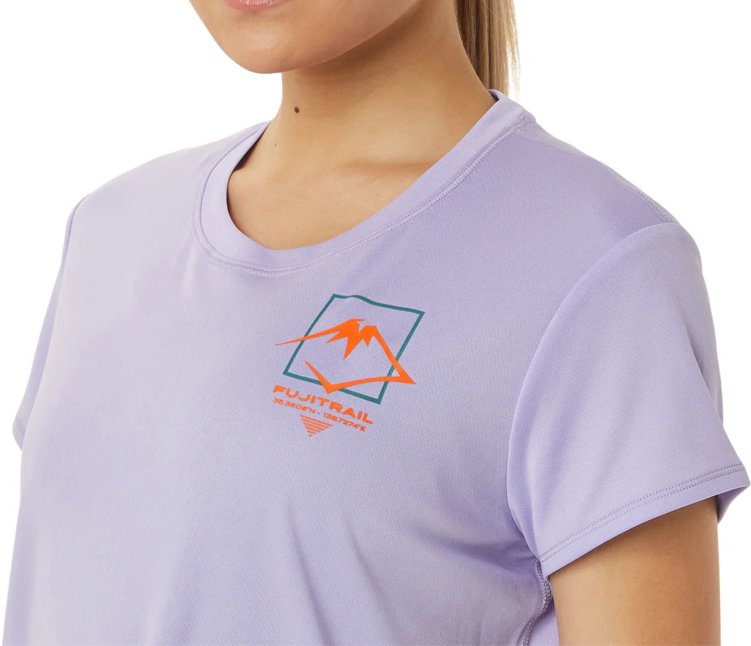 Asics FujiTrail Logo Short Sleeve Womens Running Top - Purple - Image 5