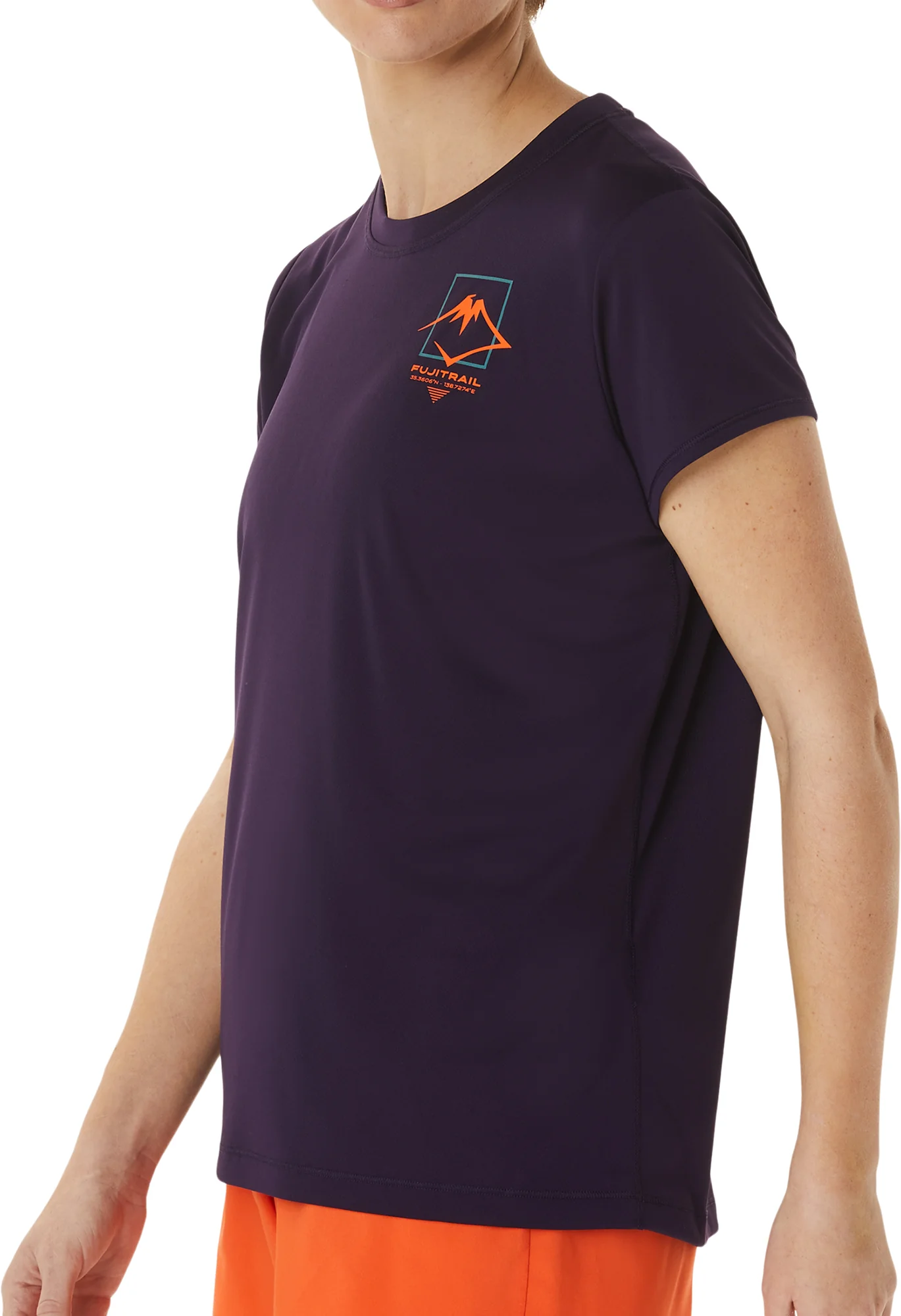 Asics FujiTrail Logo Short Sleeve Womens Running Top - Purple - Image 3