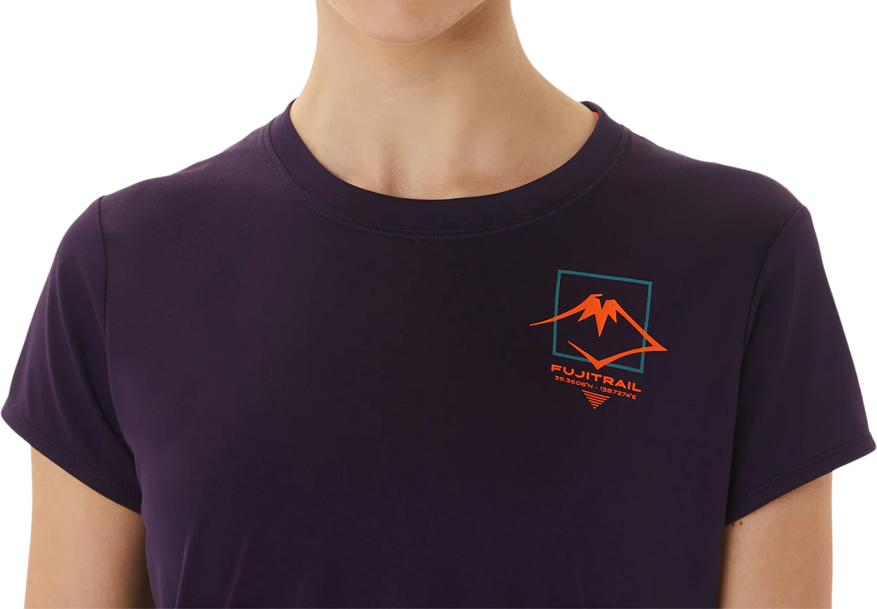Asics FujiTrail Logo Short Sleeve Womens Running Top - Purple - Image 4
