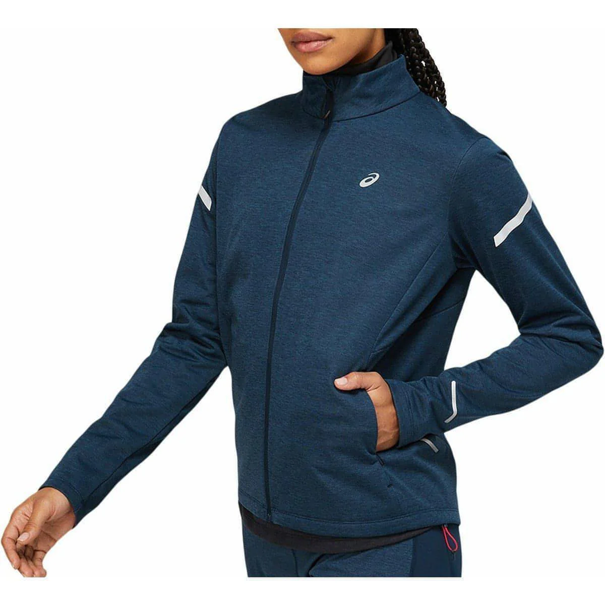 Asics Lite-Show Winter Womens Running Jacket - Navy - Image 3