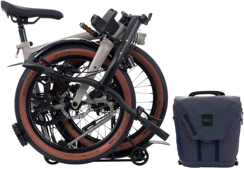 Brompton Electric G Line with Roller Frame 4 Speed Folding Bike - Traildust White - Image 3