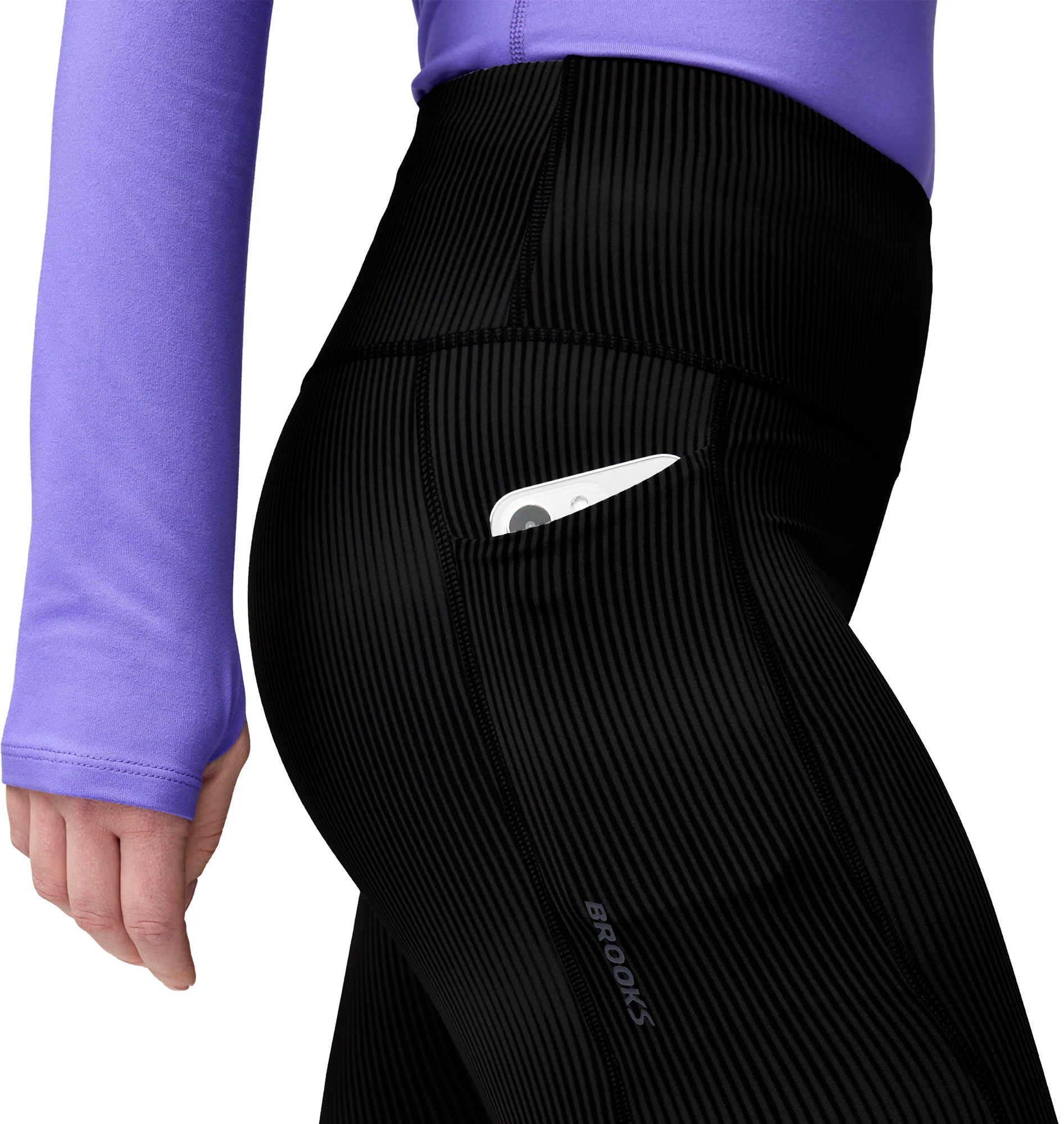 Brooks Chaser Womens 7/8 Running Tights - Black - Image 3