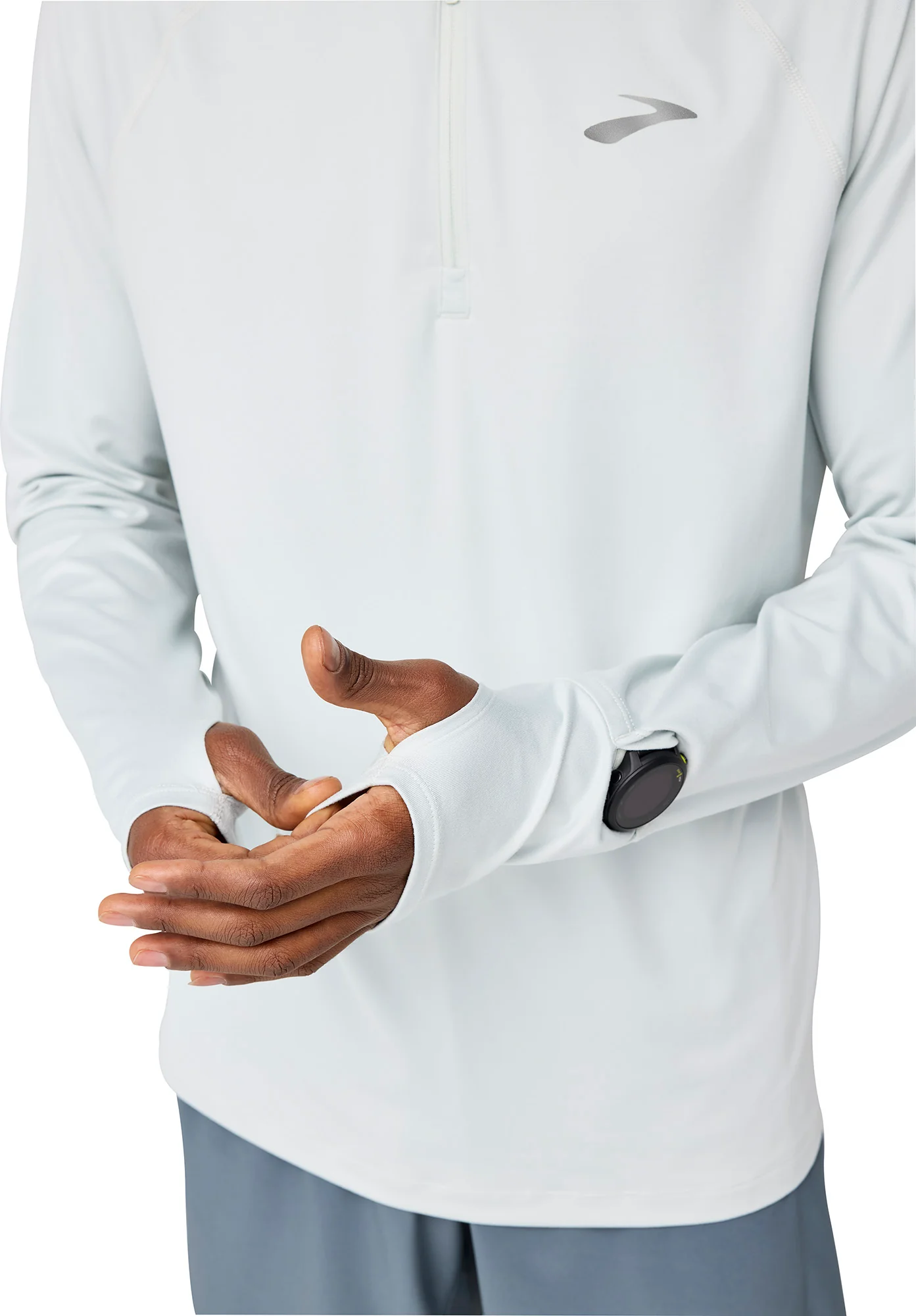 Brooks Dash 3.0 Half Zip Long Sleeve Mens Running Top - Grey - Image 3