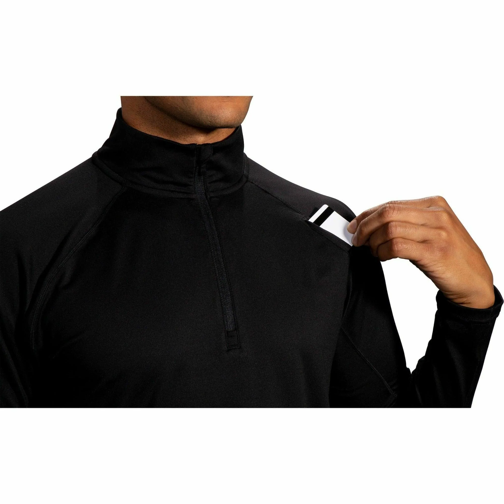 Brooks Dash Half Zip Long Sleeve Mens Running Top - Black - Image 2
