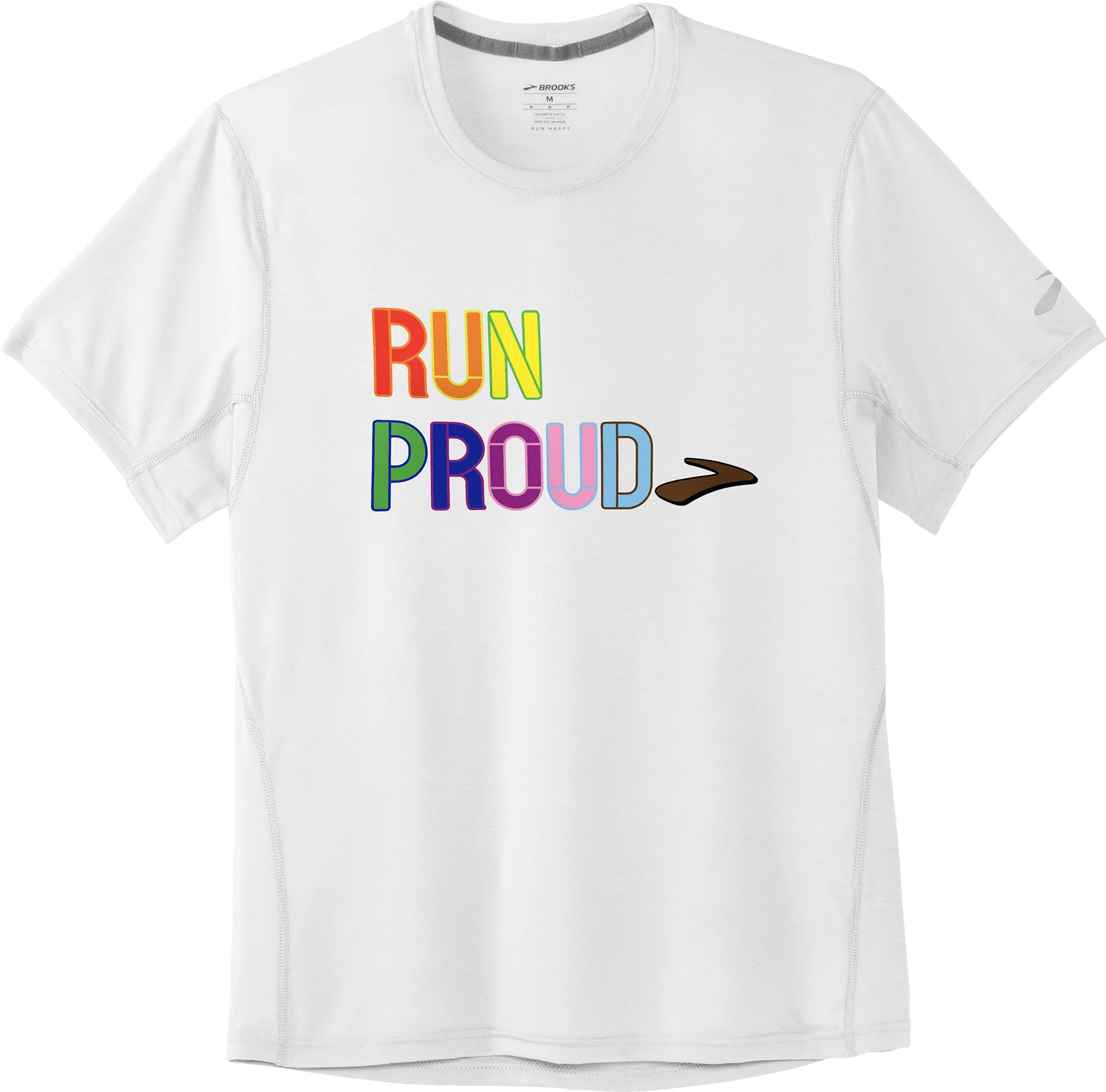 Brooks Distance Graphic Short Sleeve Mens Running Top - White - Image 3