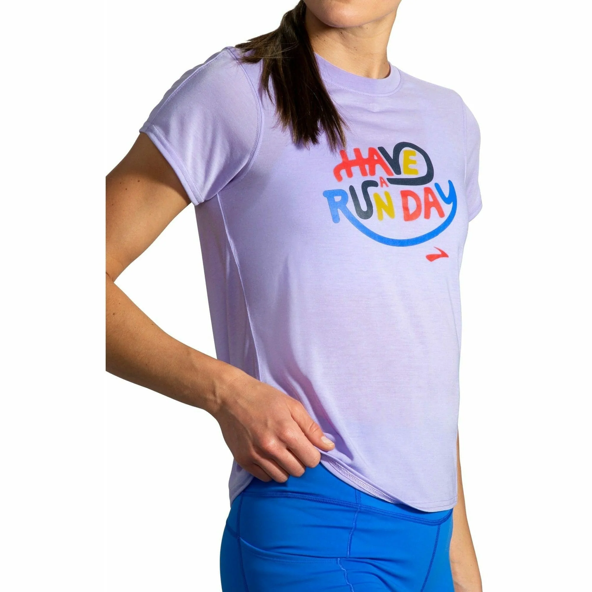 Brooks Distance Graphic Short Sleeve Womens Running Top - Purple - Image 3