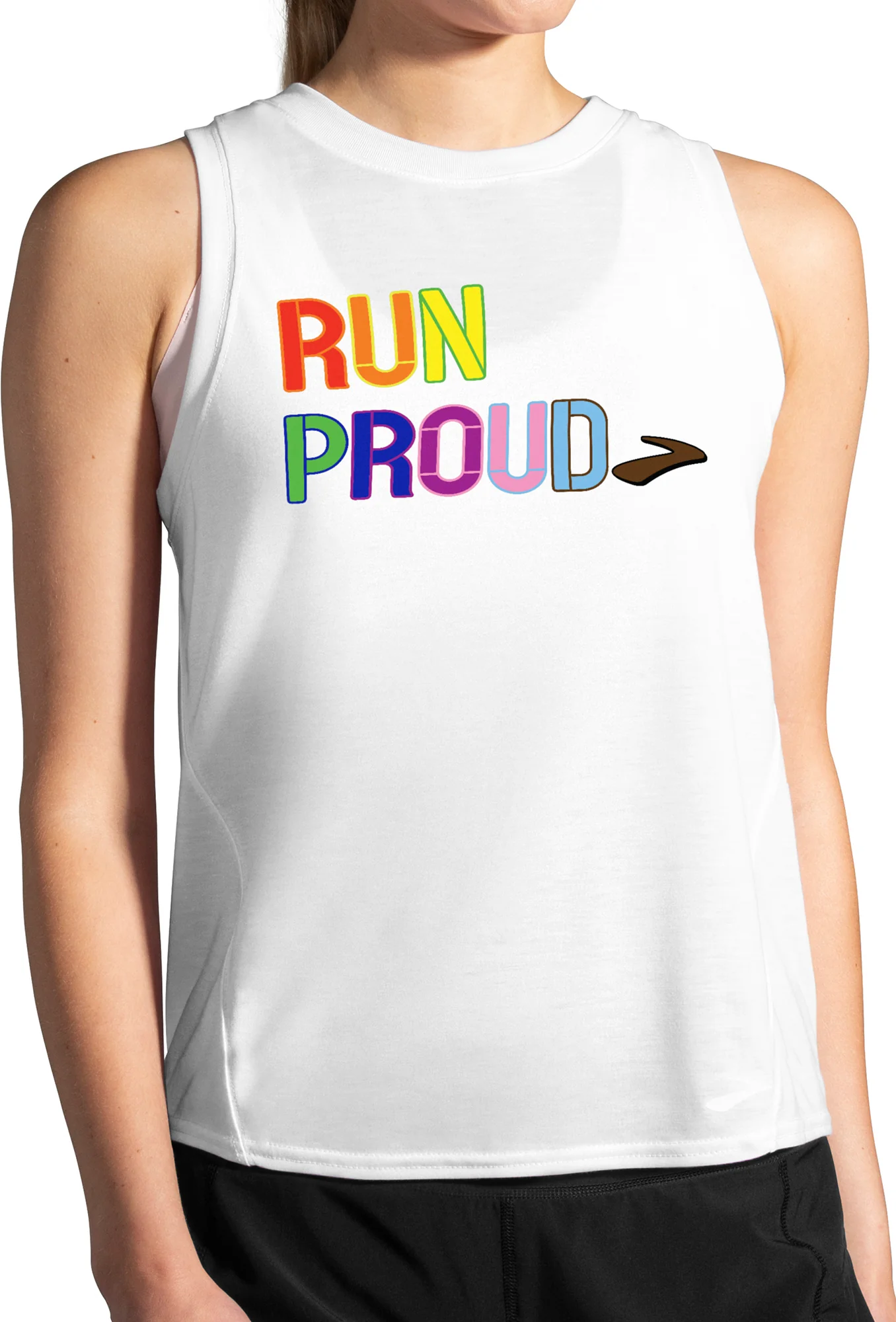 Brooks Distance Graphic Womens Running Vest Tank Top - White