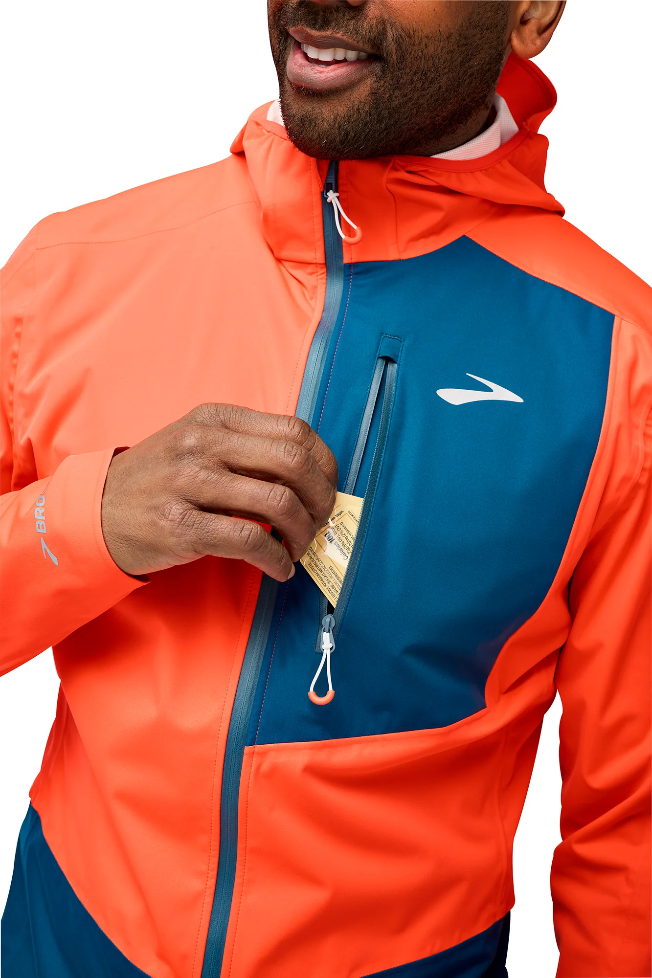 Brooks High Point 2.0 Waterproof Mens Running Jacket - Orange - Image 3