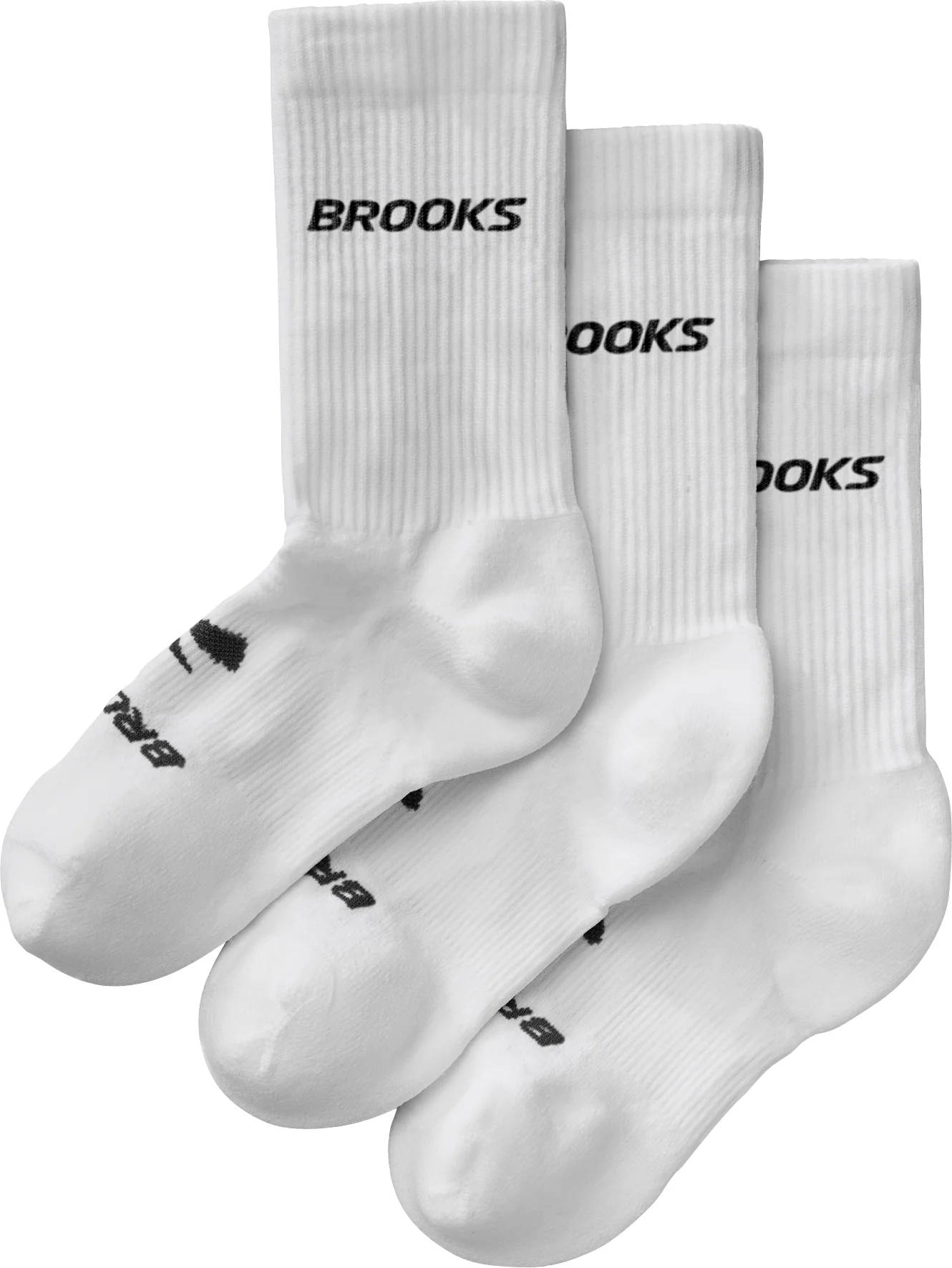 Brooks Run-In (3 Pack) Crew Running Socks - White - Image 3