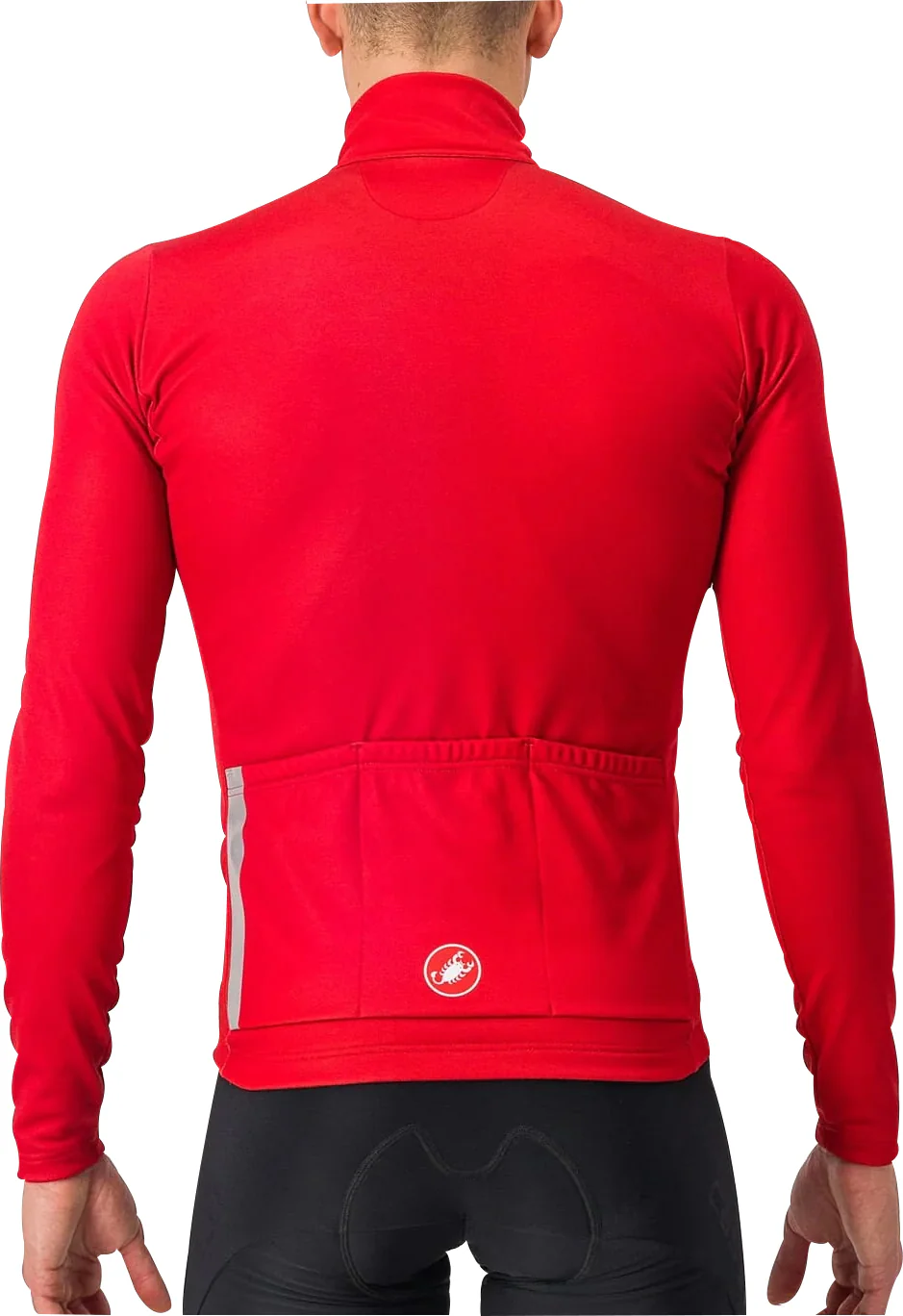 Castelli Entrata Thermal Long Sleeve Mens Cycling Jersey - Red - Image 2